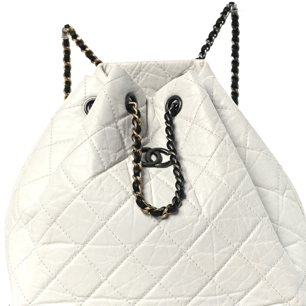 Aged Calfskin Quilted Gabrielle Backpack Black White