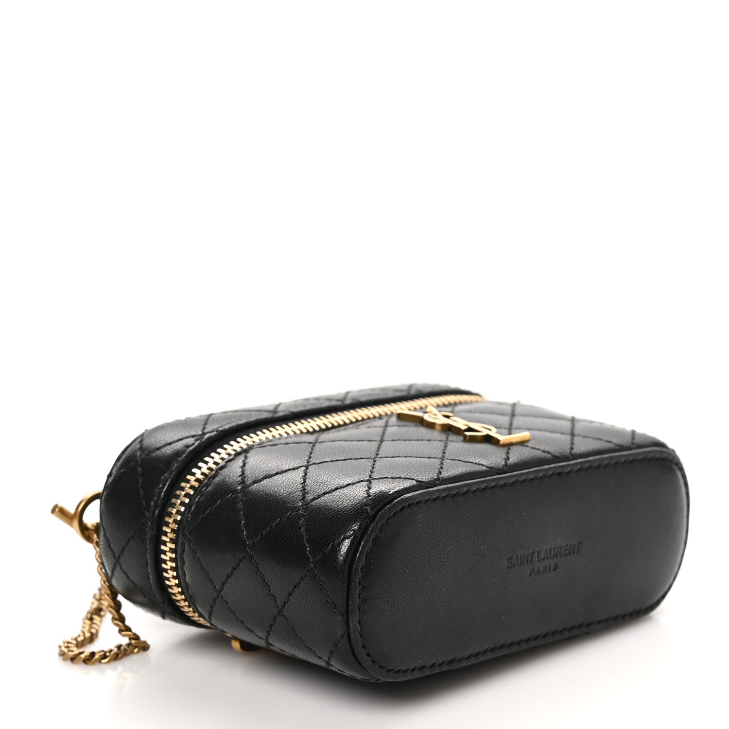 Lambskin Quilted Micro Gaby Vanity Case Black