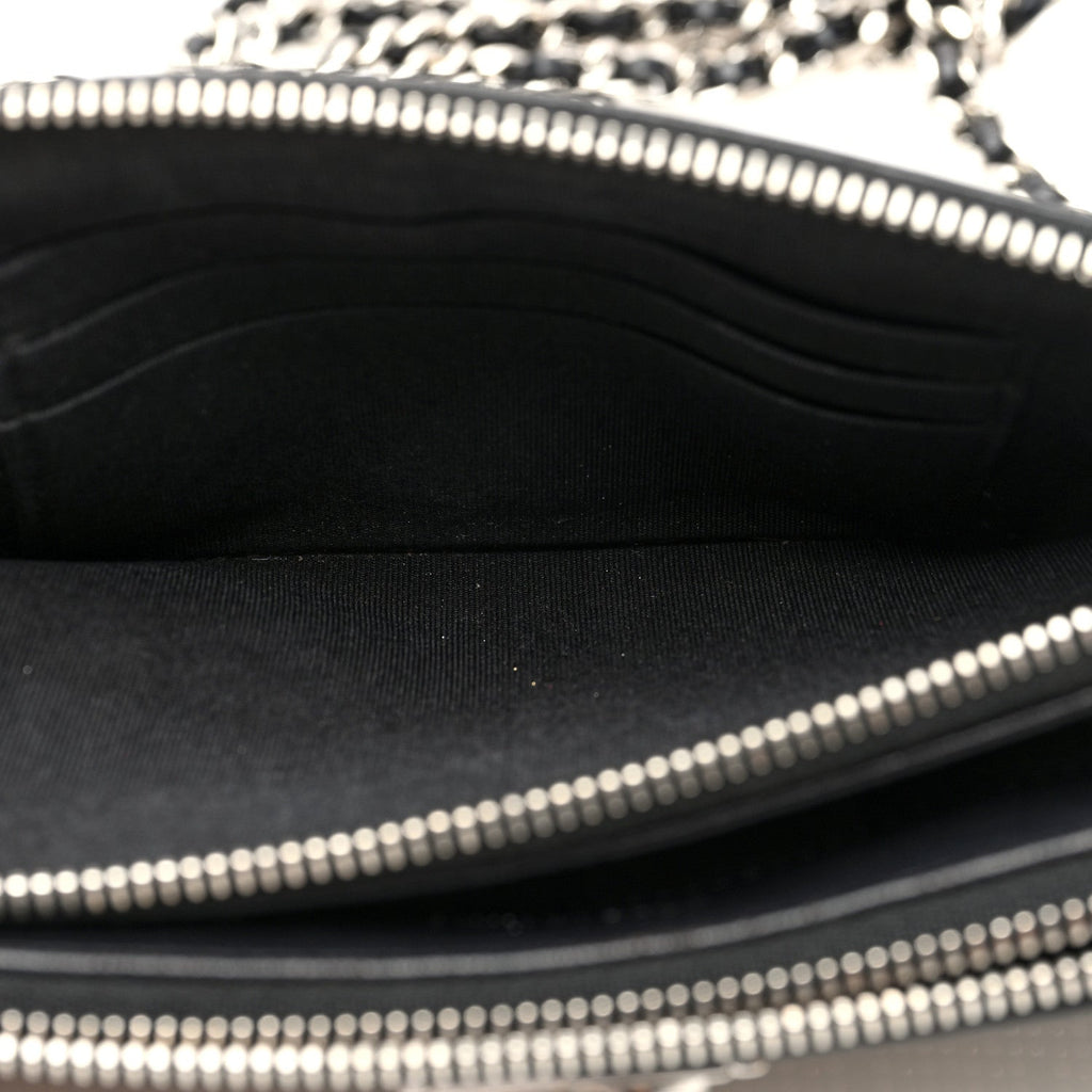 Calfskin Crystal Studded Small Boy Clutch With Chain Black