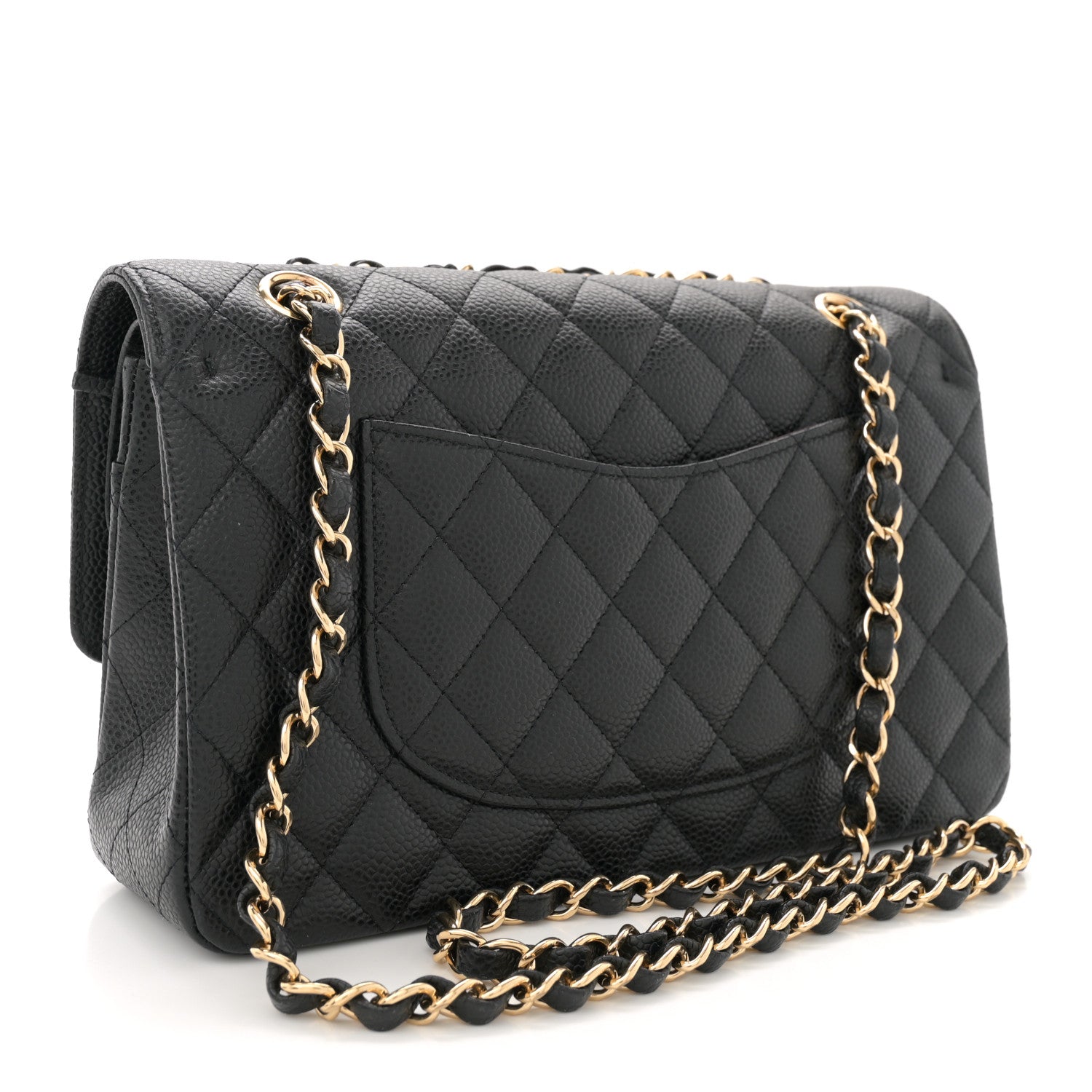 Caviar Quilted Medium Double Flap Black