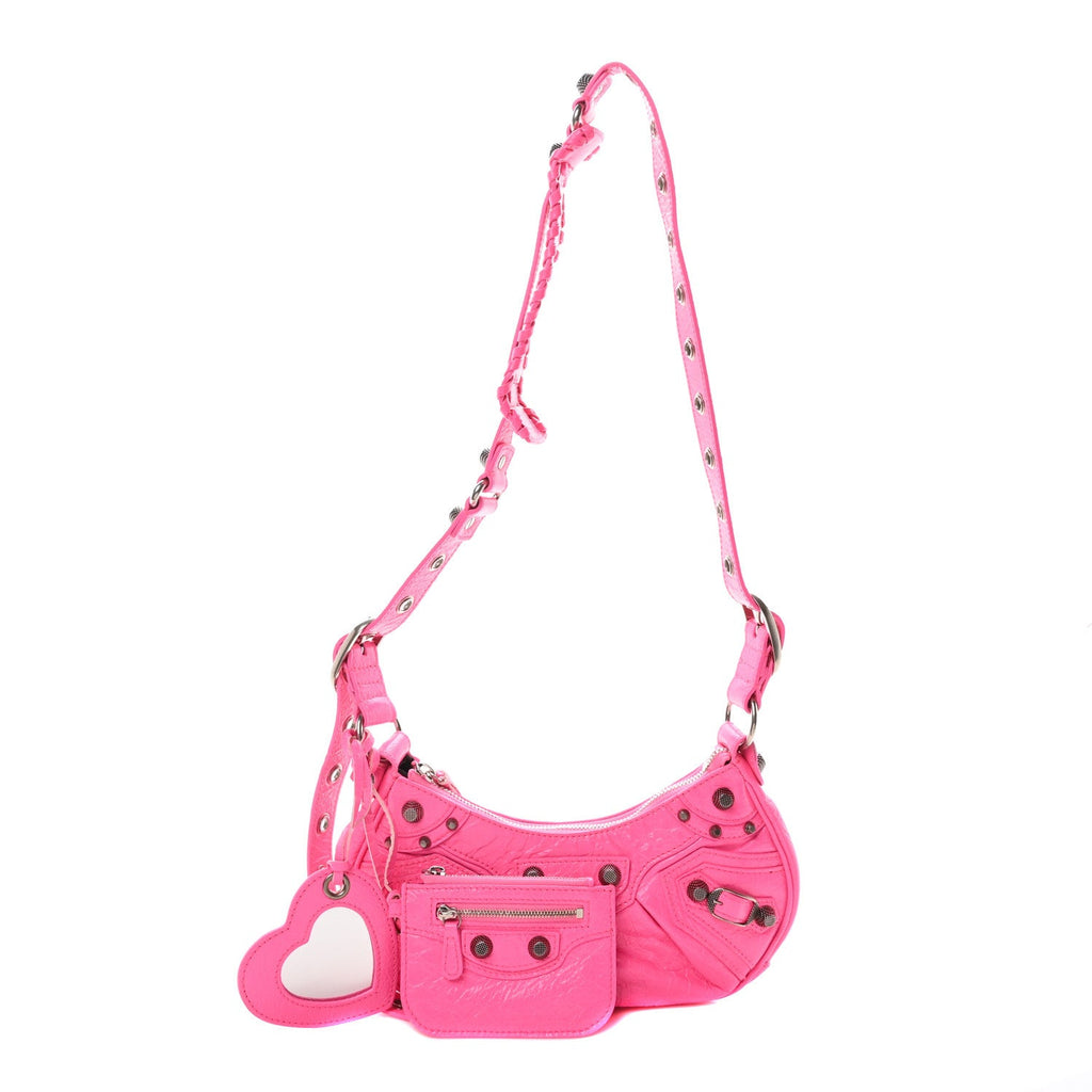 Agneau Arena Le Cagole Shoulder Bag XS Fluo Pink