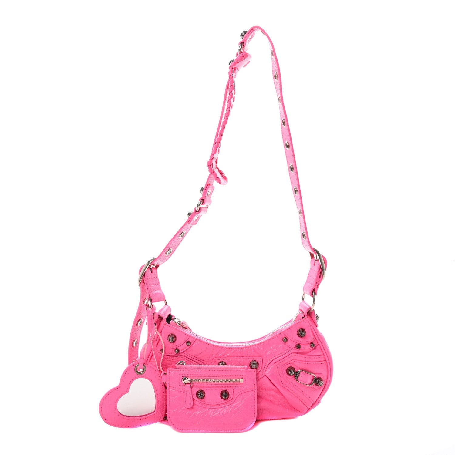 Agneau Arena Le Cagole Shoulder Bag XS Fluo Pink