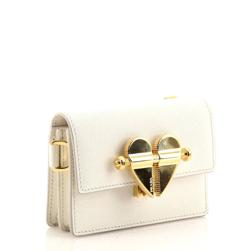 Heart Lock Crossbody Bag Saffiano Leather Mini