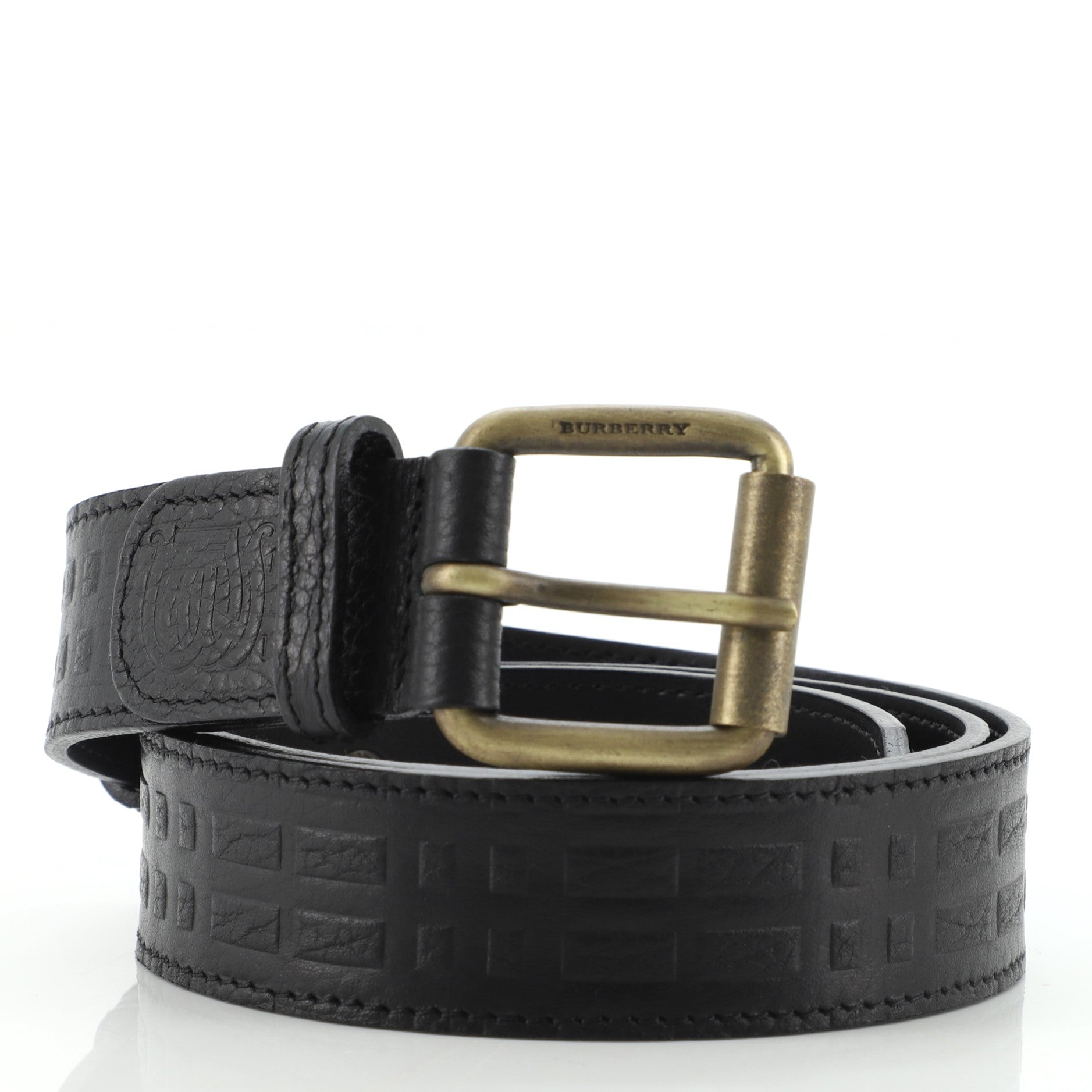Buckle Belt Embossed Leather Medium 80