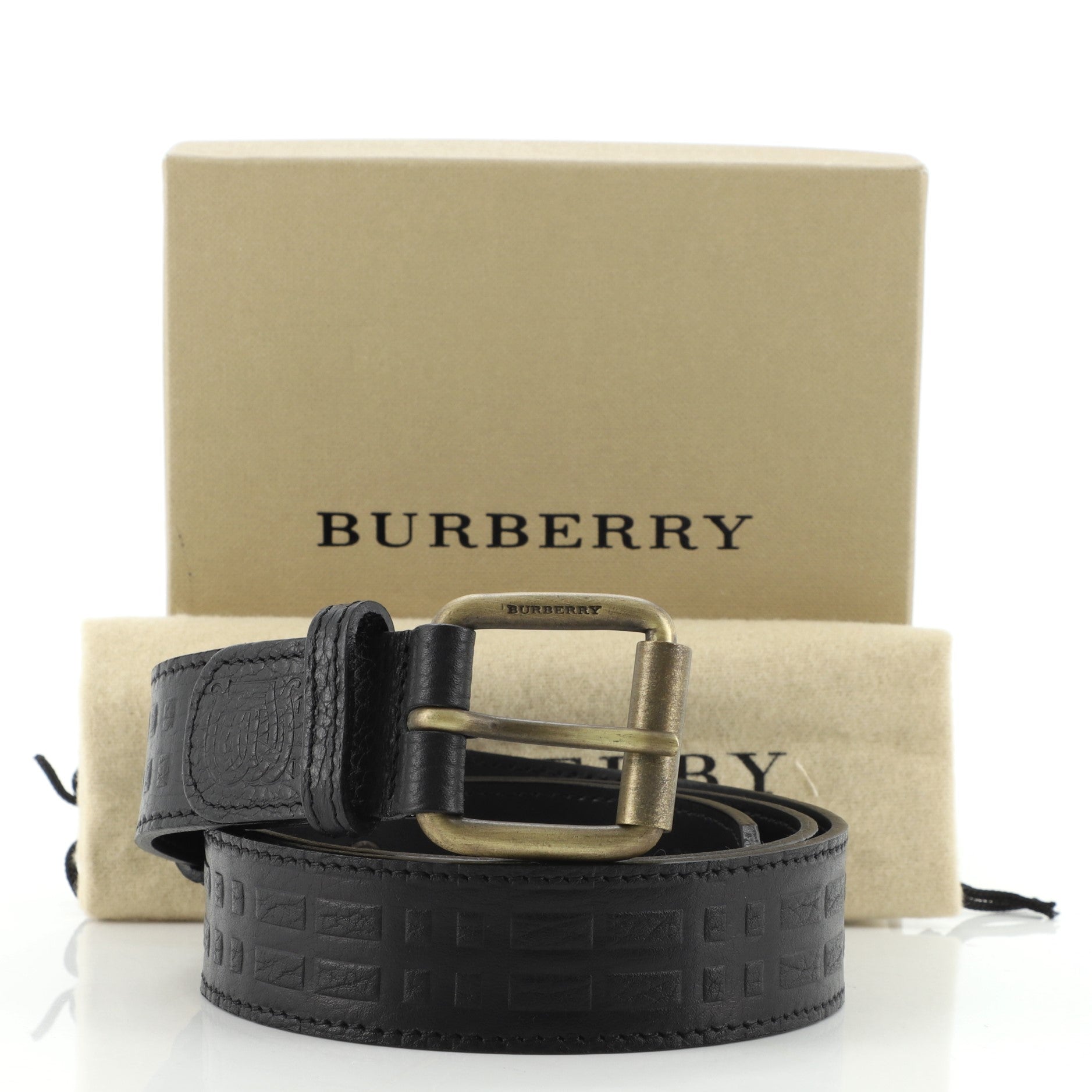 Buckle Belt Embossed Leather Medium 80