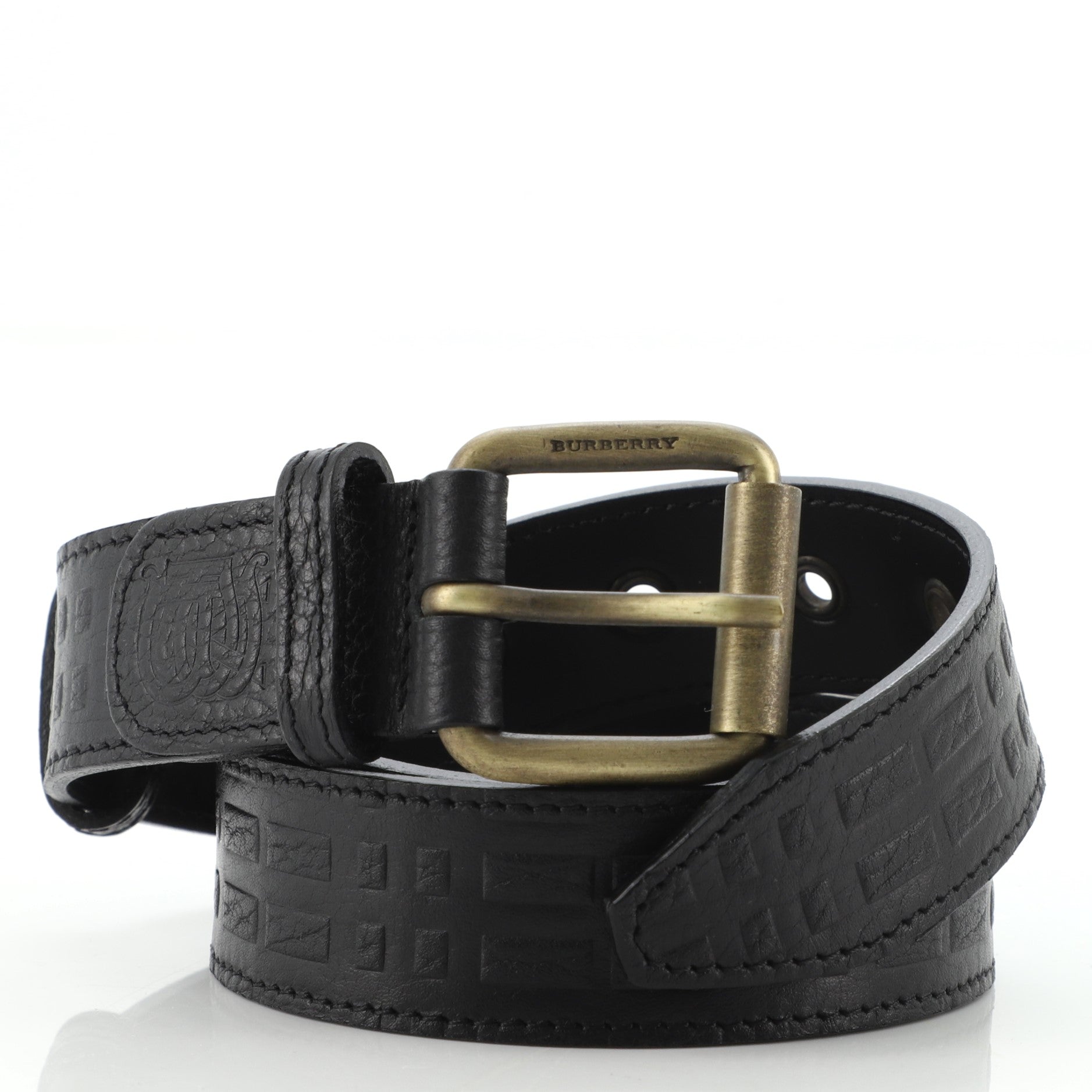 Buckle Belt Embossed Leather Medium 80