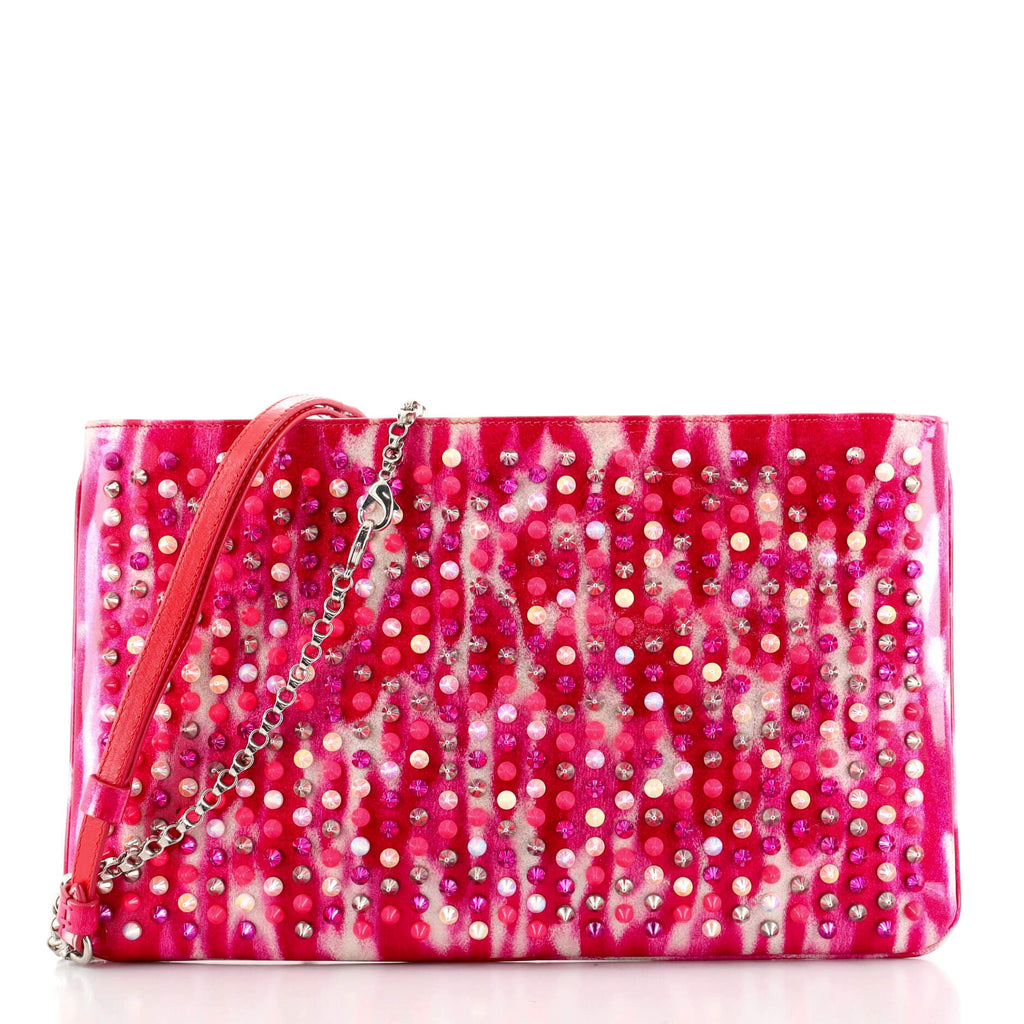 Loubiposh Clutch Printed Spiked Patent
