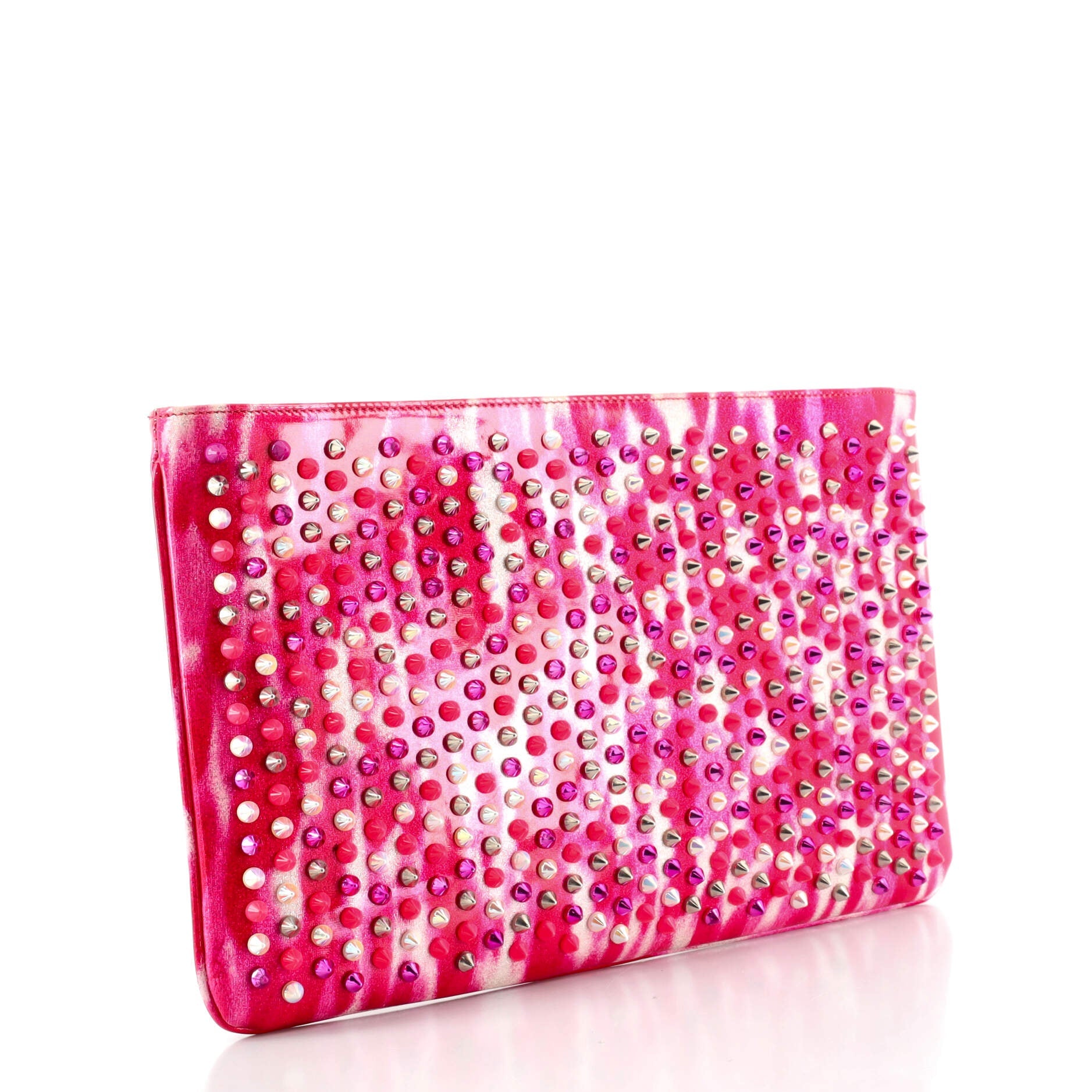 Loubiposh Clutch Printed Spiked Patent