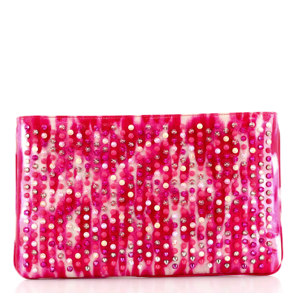 Loubiposh Clutch Printed Spiked Patent