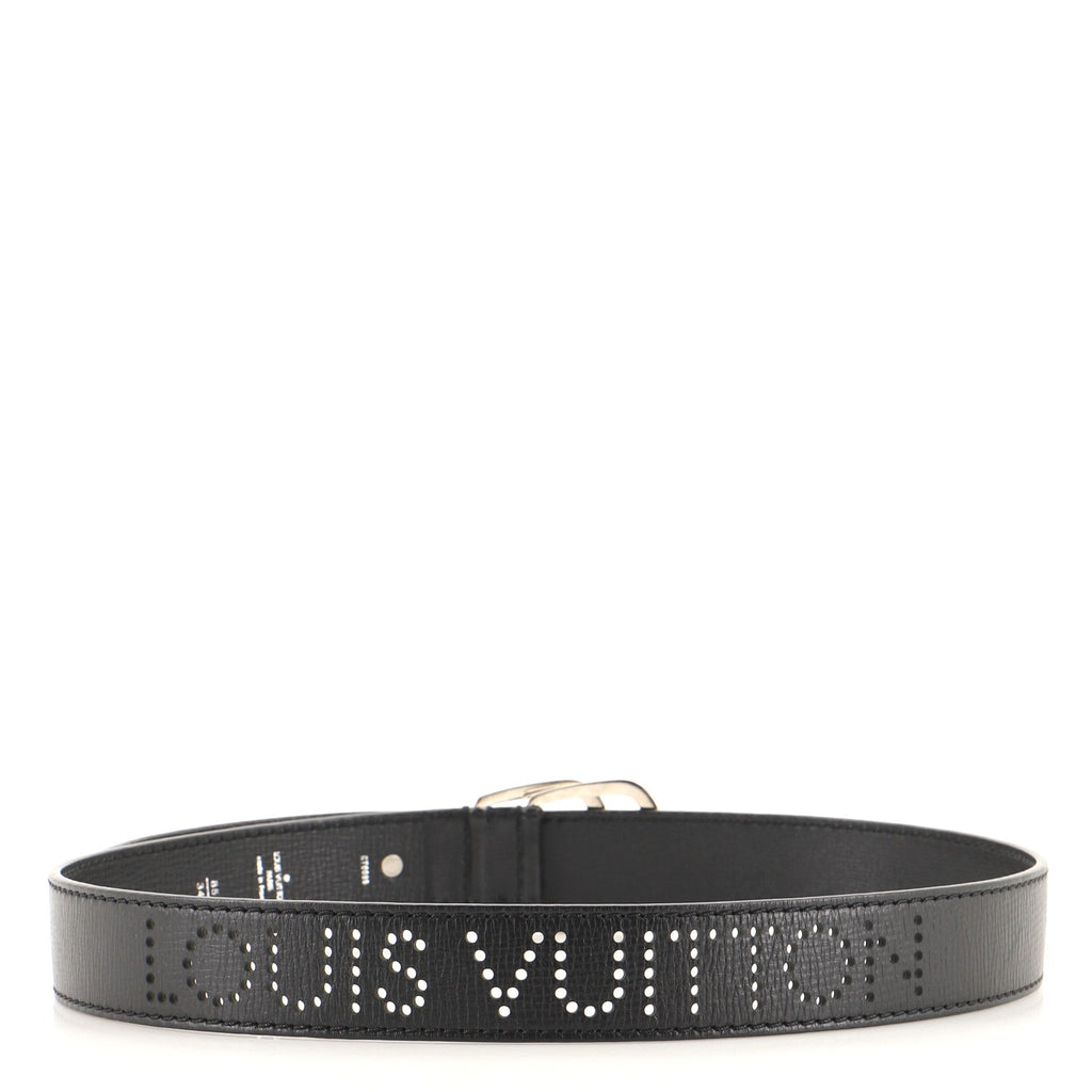 Double Buckle Belt Logo Perforated Leather Wide 85