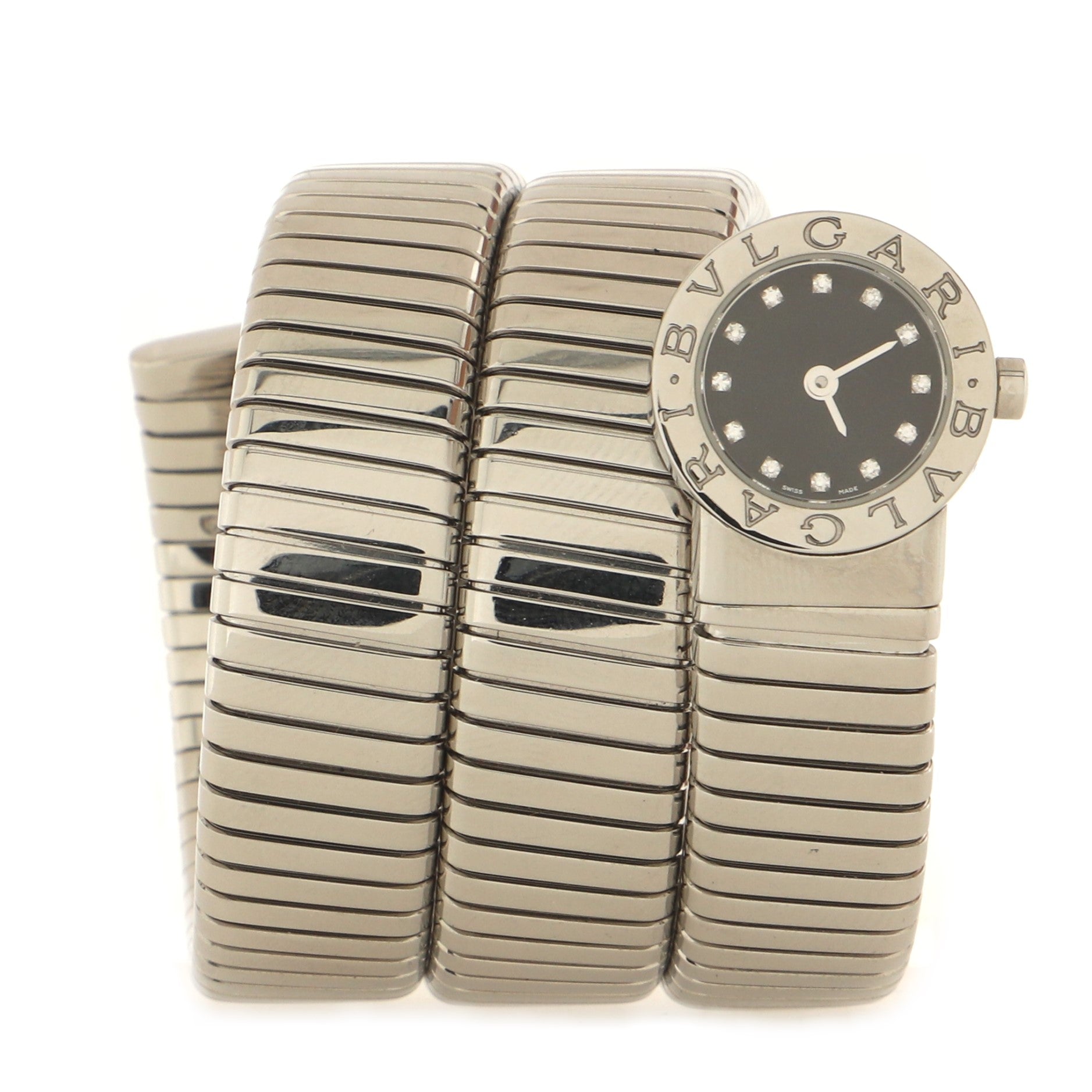 Tubogas Double Spiral Quartz Watch Stainless Steel with Diamond Markers 19