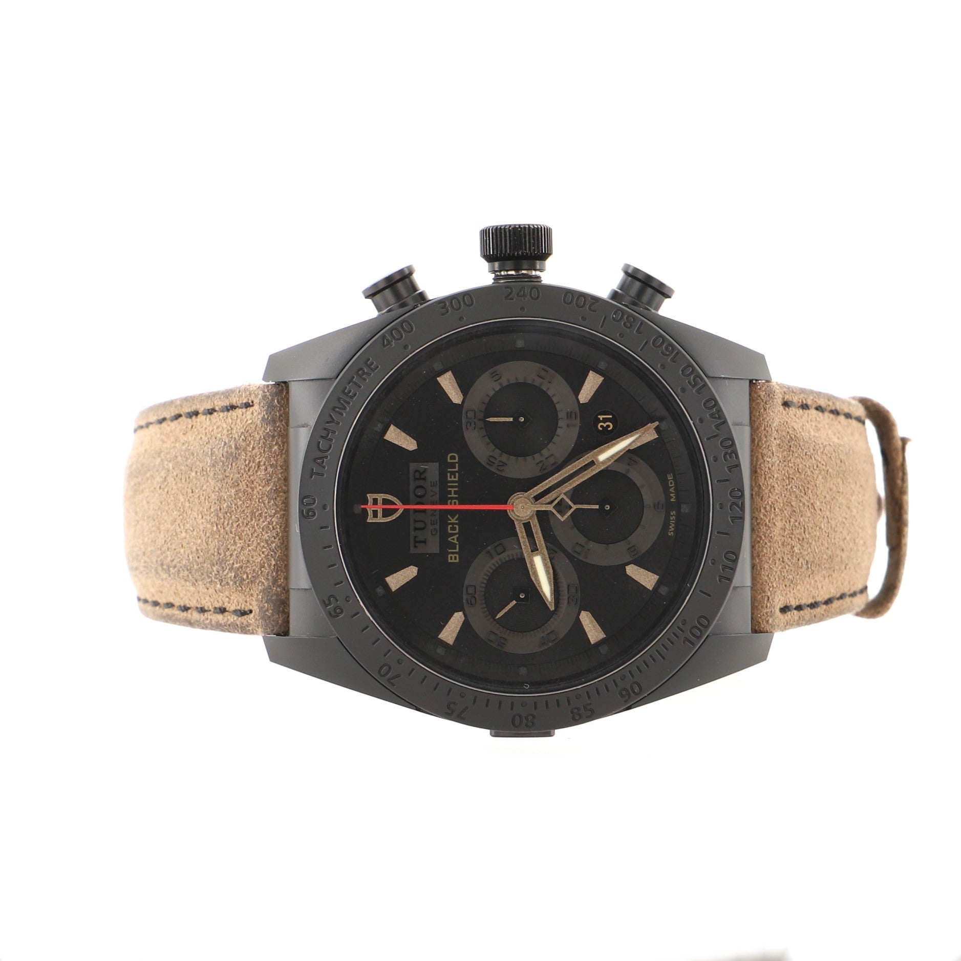 Fastrider Black Shield Chronograph Automatic Watch Ceramic and Suede 42