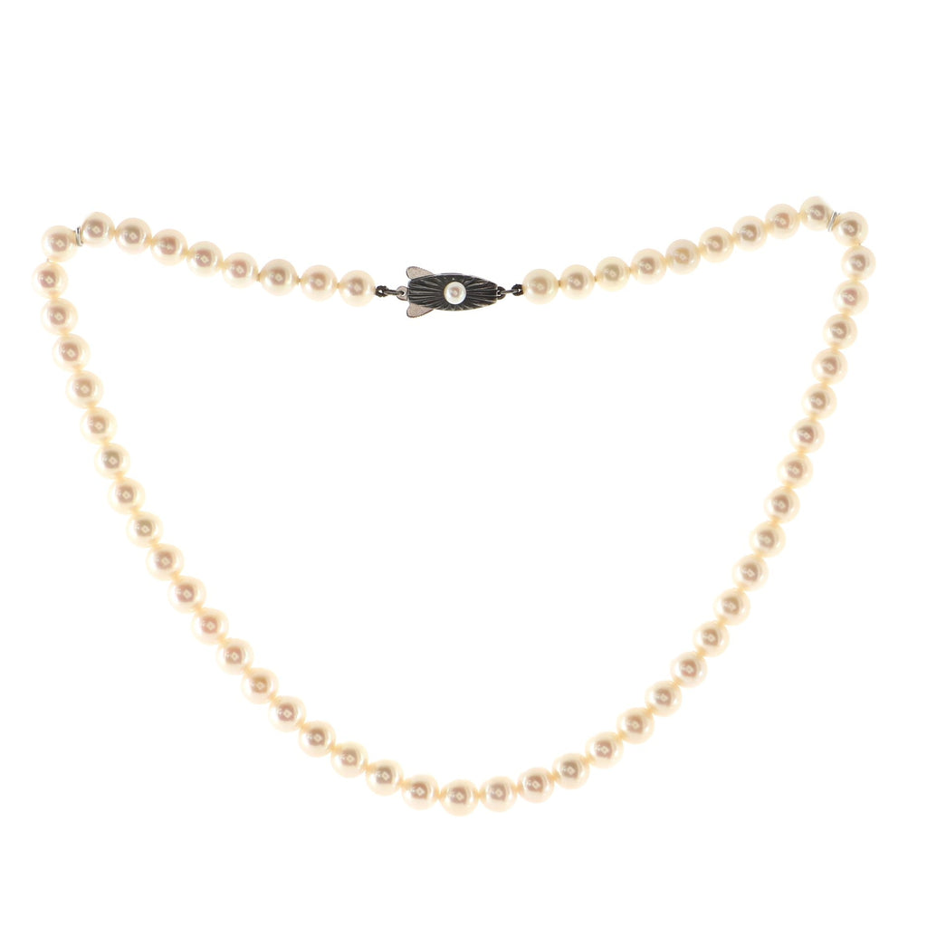 Single Strand Necklace Pearls with Sterling Silver