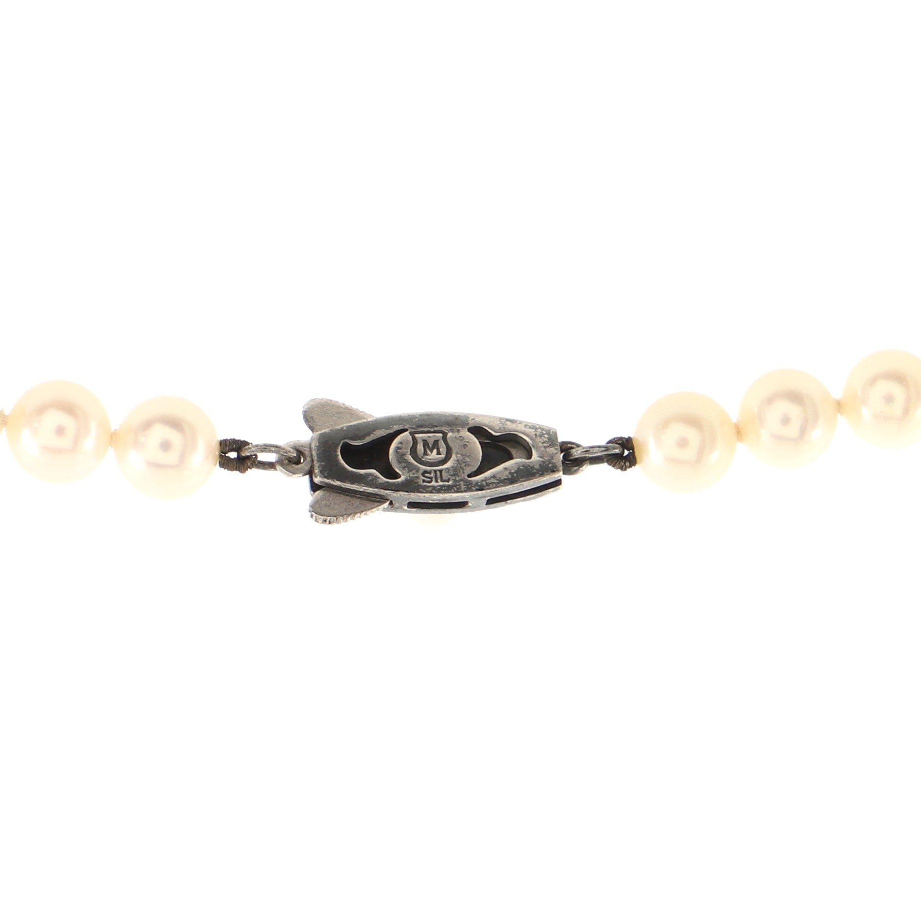 Single Strand Necklace Pearls with Sterling Silver
