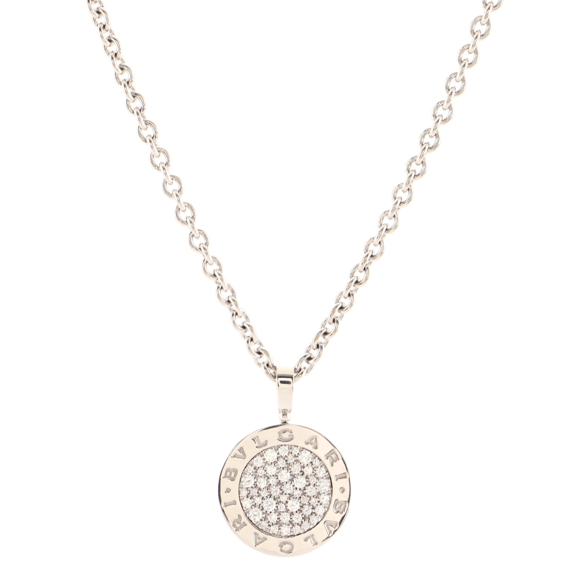 Bvlgari Bvlgari Pendant Necklace 18K White Gold and Pave Diamonds Large