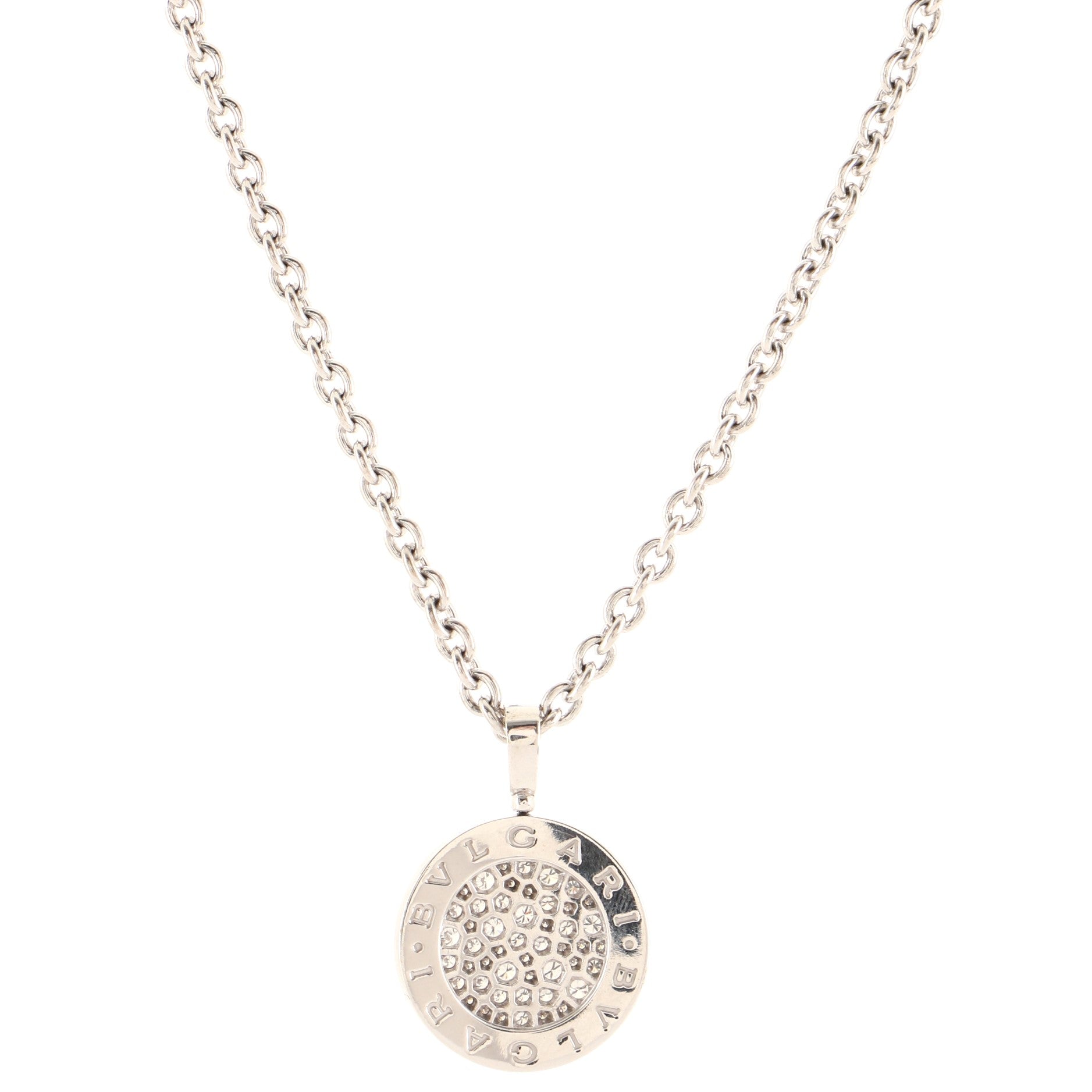 Bvlgari Bvlgari Pendant Necklace 18K White Gold and Pave Diamonds Large