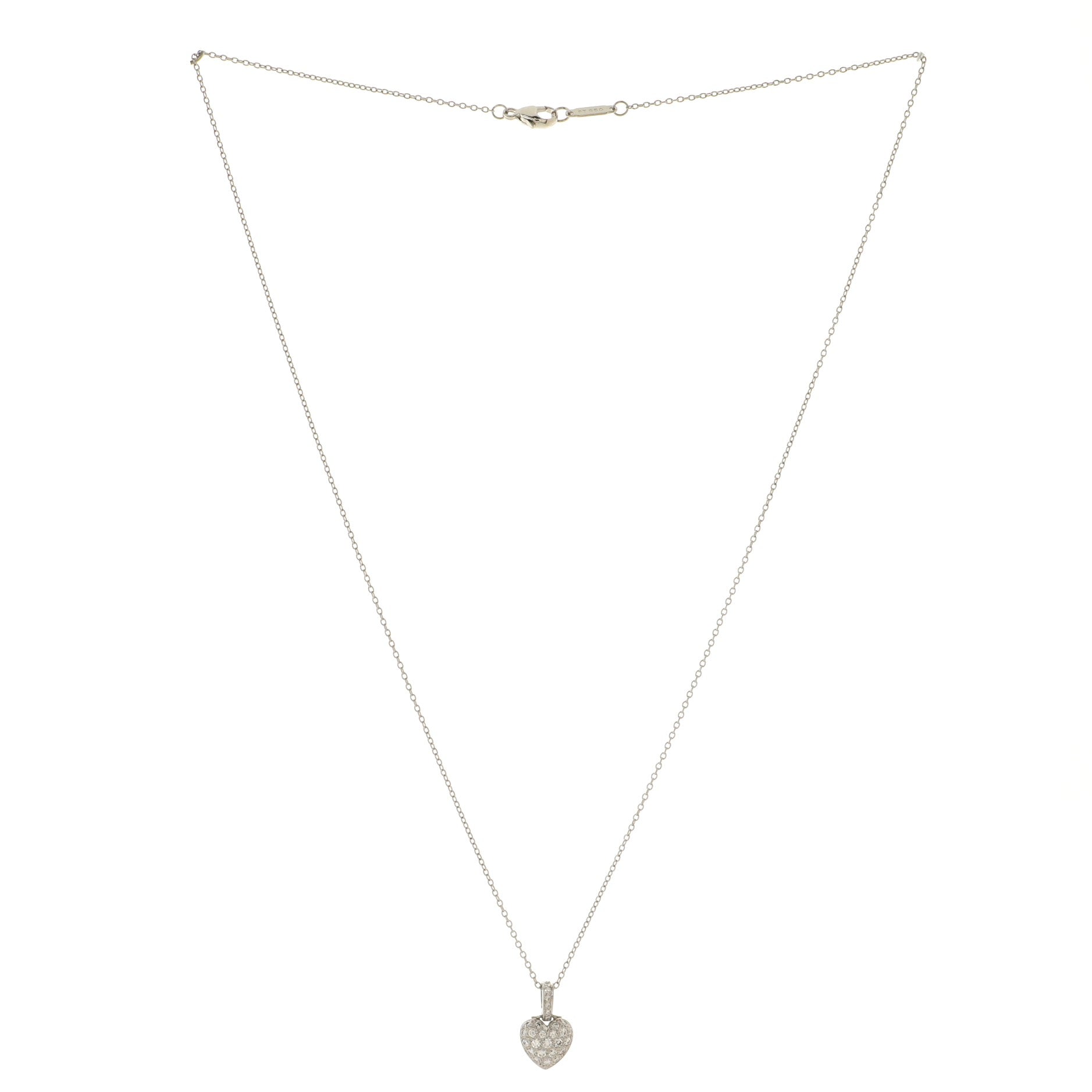 Heart Pendant Necklace Platinum and Pave Diamonds