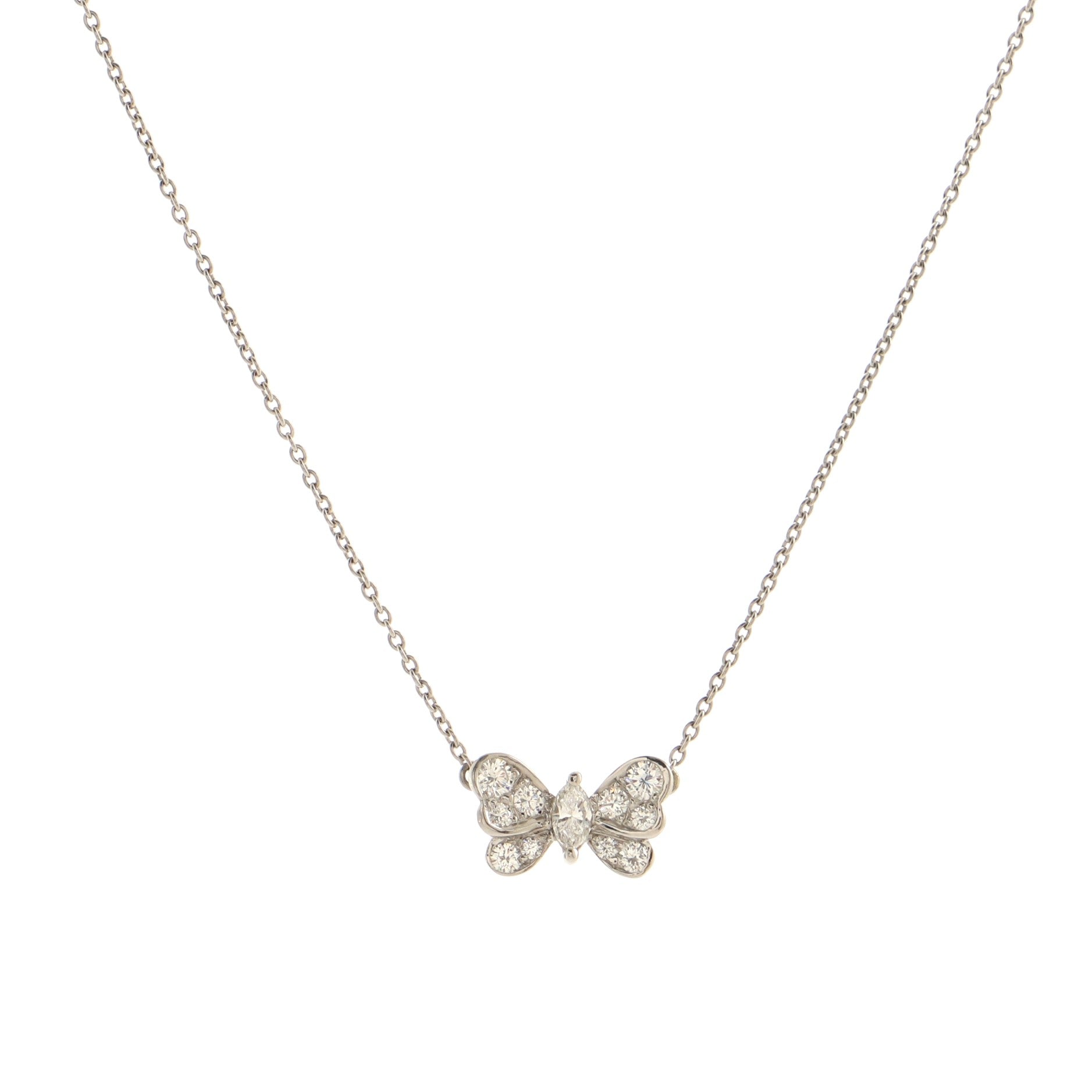 Butterfly Pendant Necklace Platinum and Diamonds