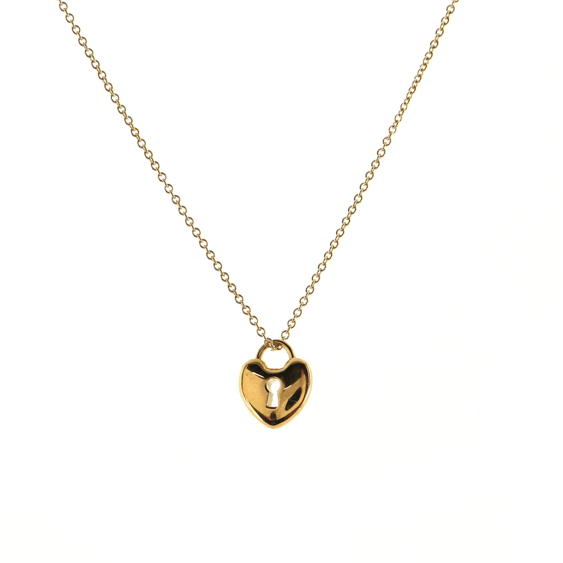 Heart Lock Pendant Necklace 18K Yellow Gold