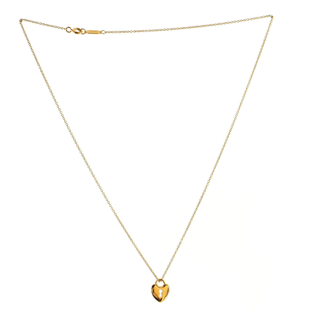 Heart Lock Pendant Necklace 18K Yellow Gold