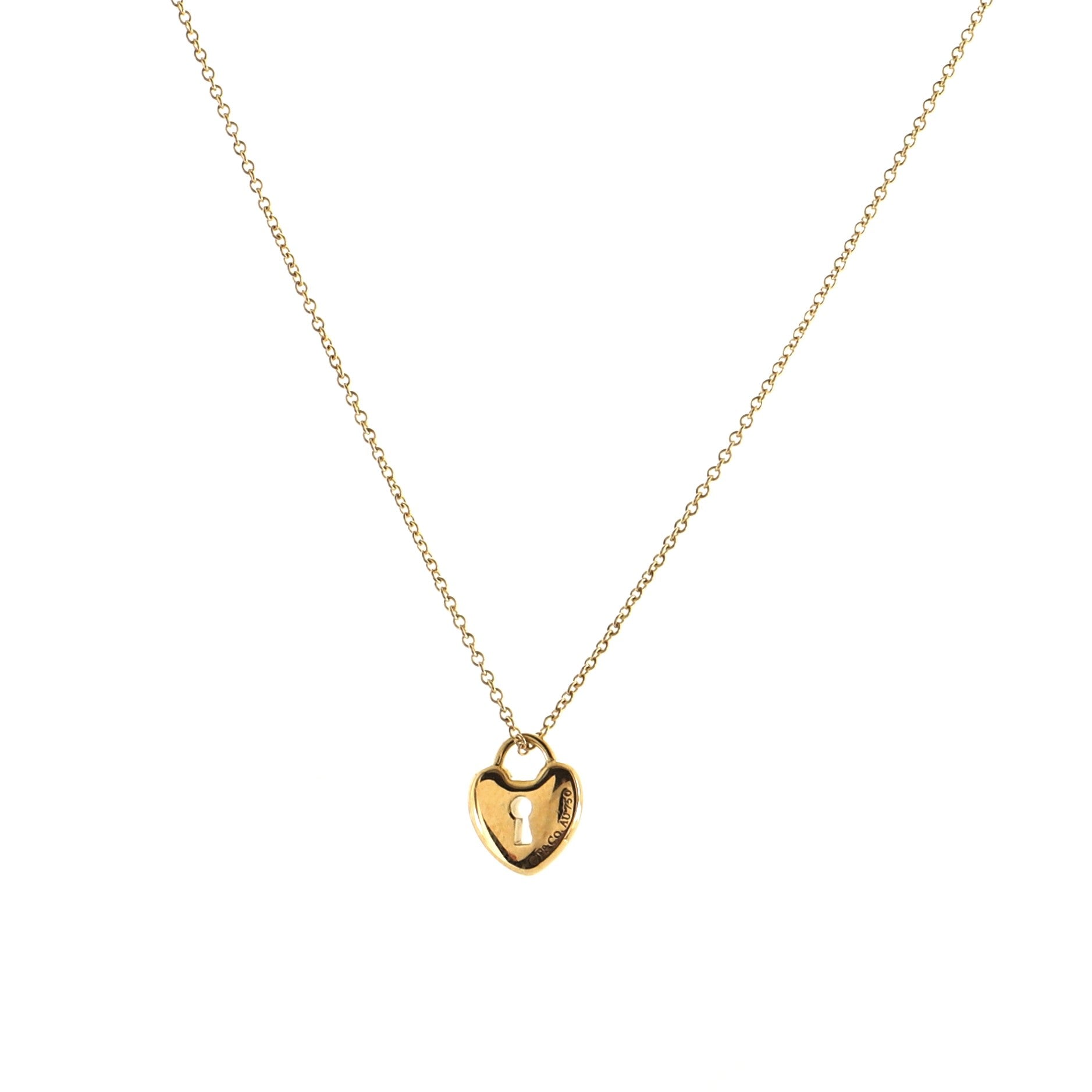 Heart Lock Pendant Necklace 18K Yellow Gold