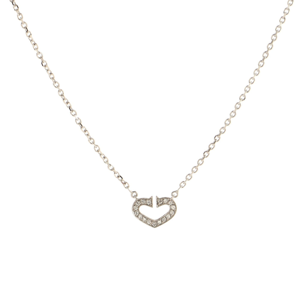 C Heart de Cartier Pendant Necklace 18K White Gold with Diamond