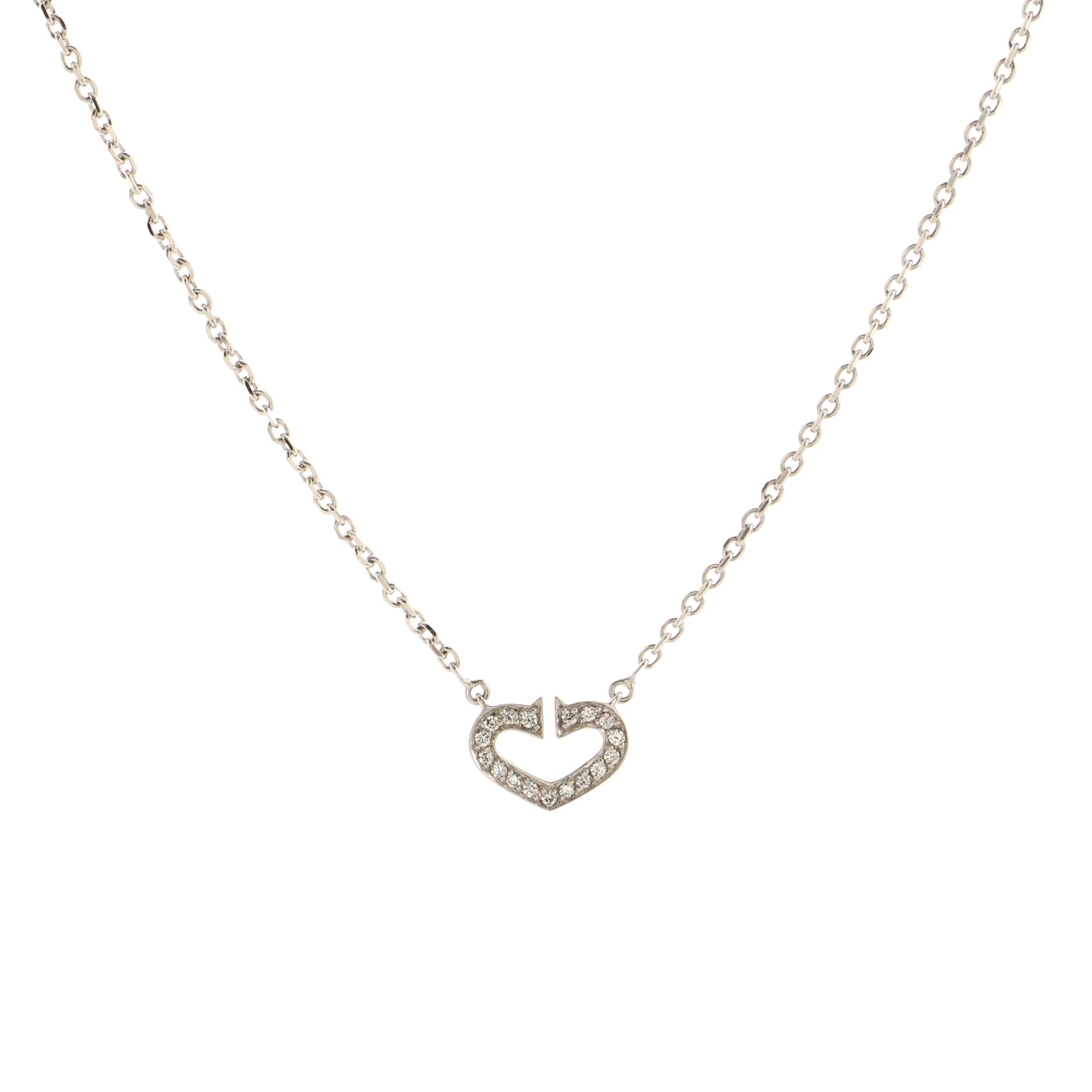 C Heart de Cartier Pendant Necklace 18K White Gold with Diamond