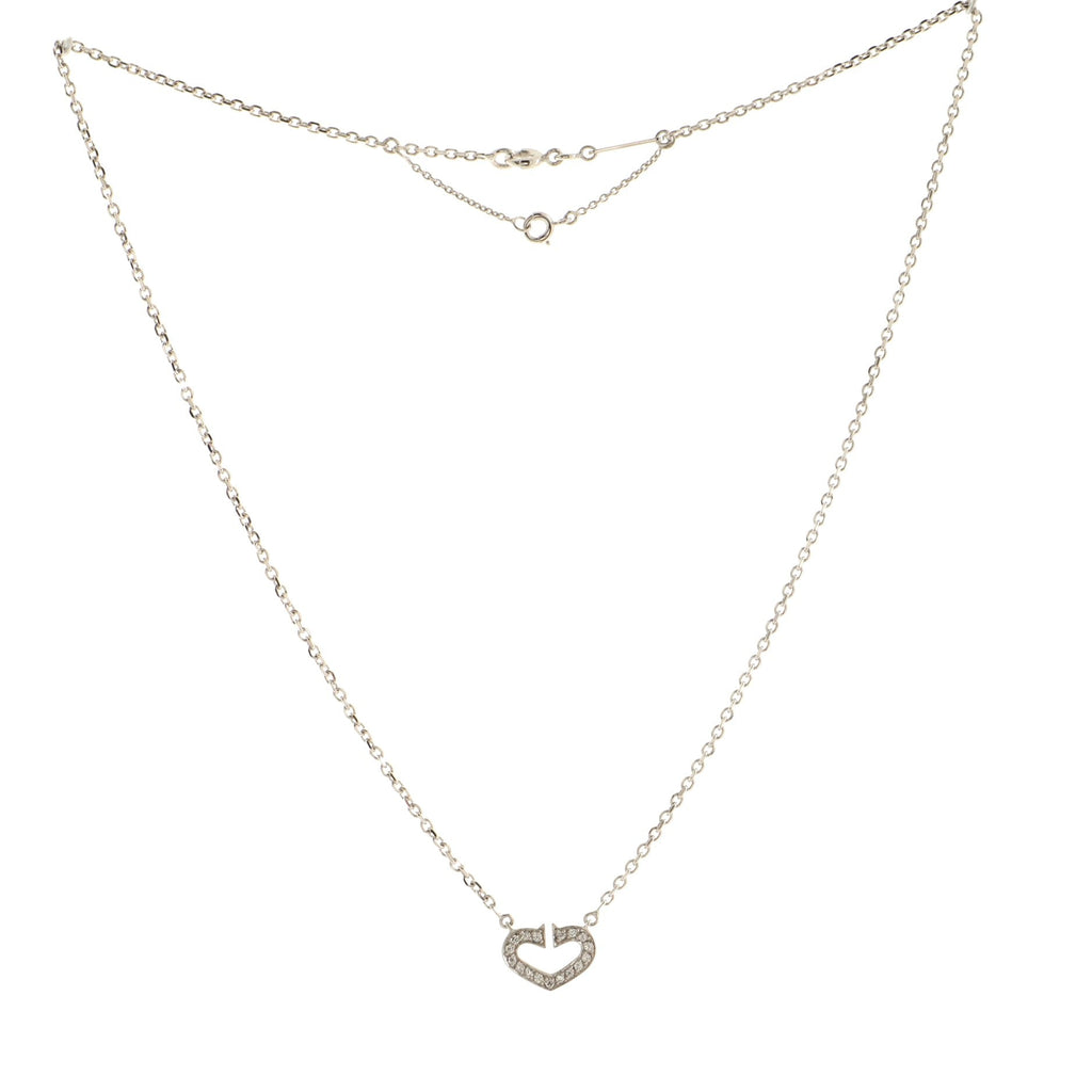C Heart de Cartier Pendant Necklace 18K White Gold with Diamond