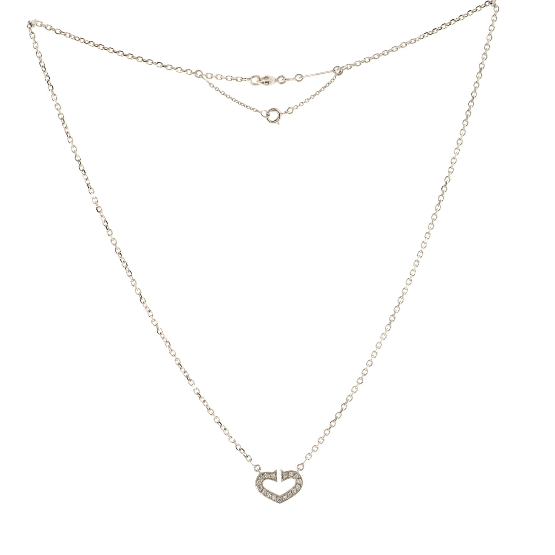C Heart de Cartier Pendant Necklace 18K White Gold with Diamond