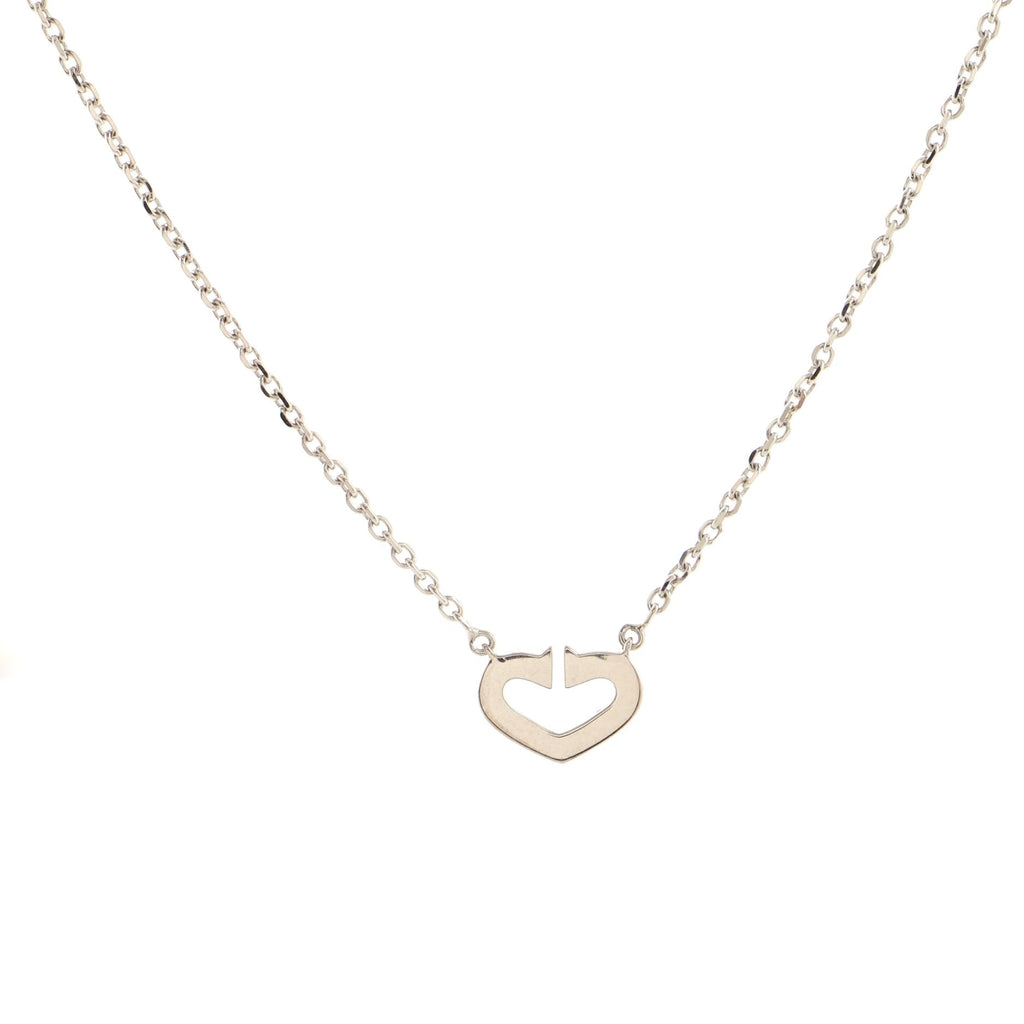 C Heart de Cartier Pendant Necklace 18K White Gold with Diamond