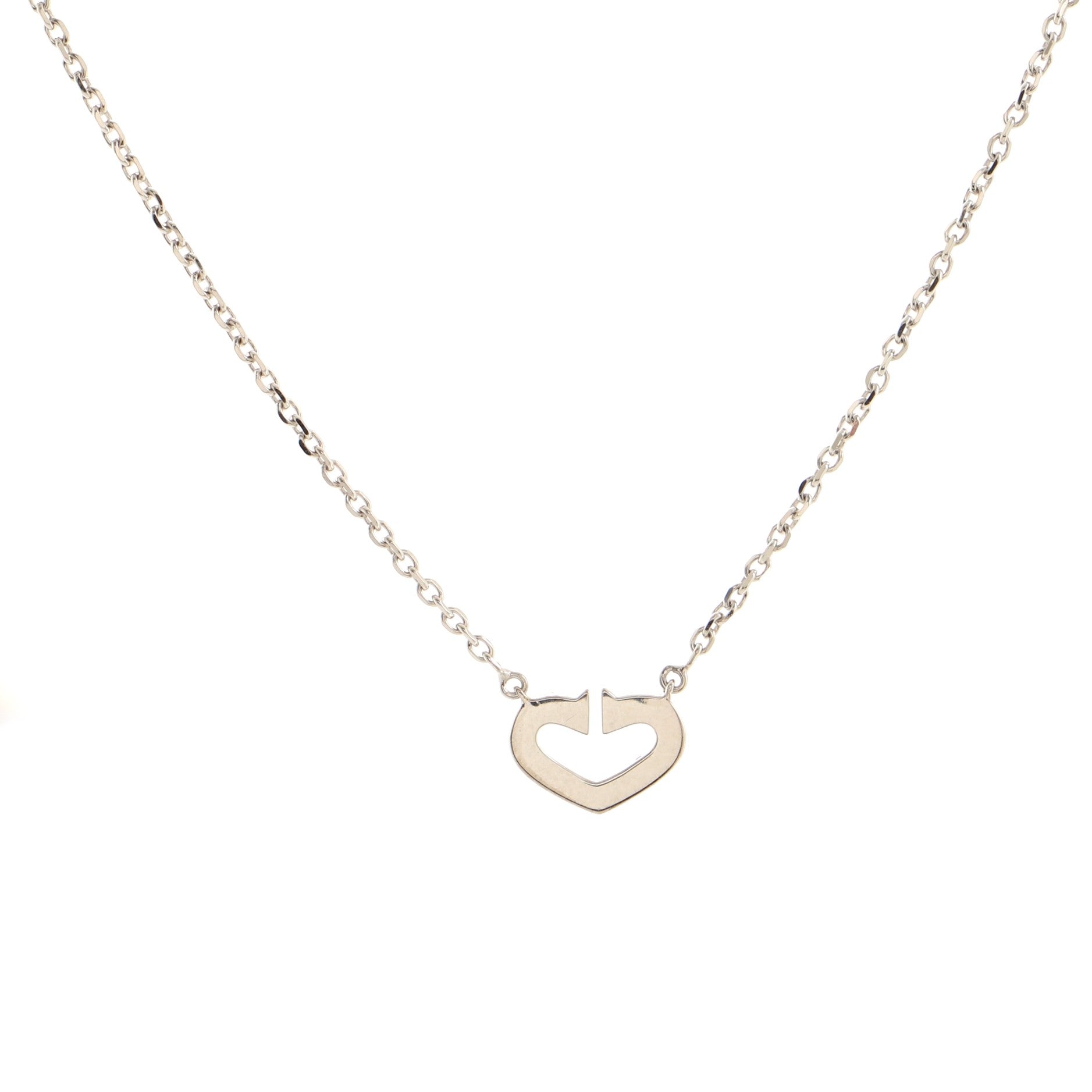C Heart de Cartier Pendant Necklace 18K White Gold with Diamond