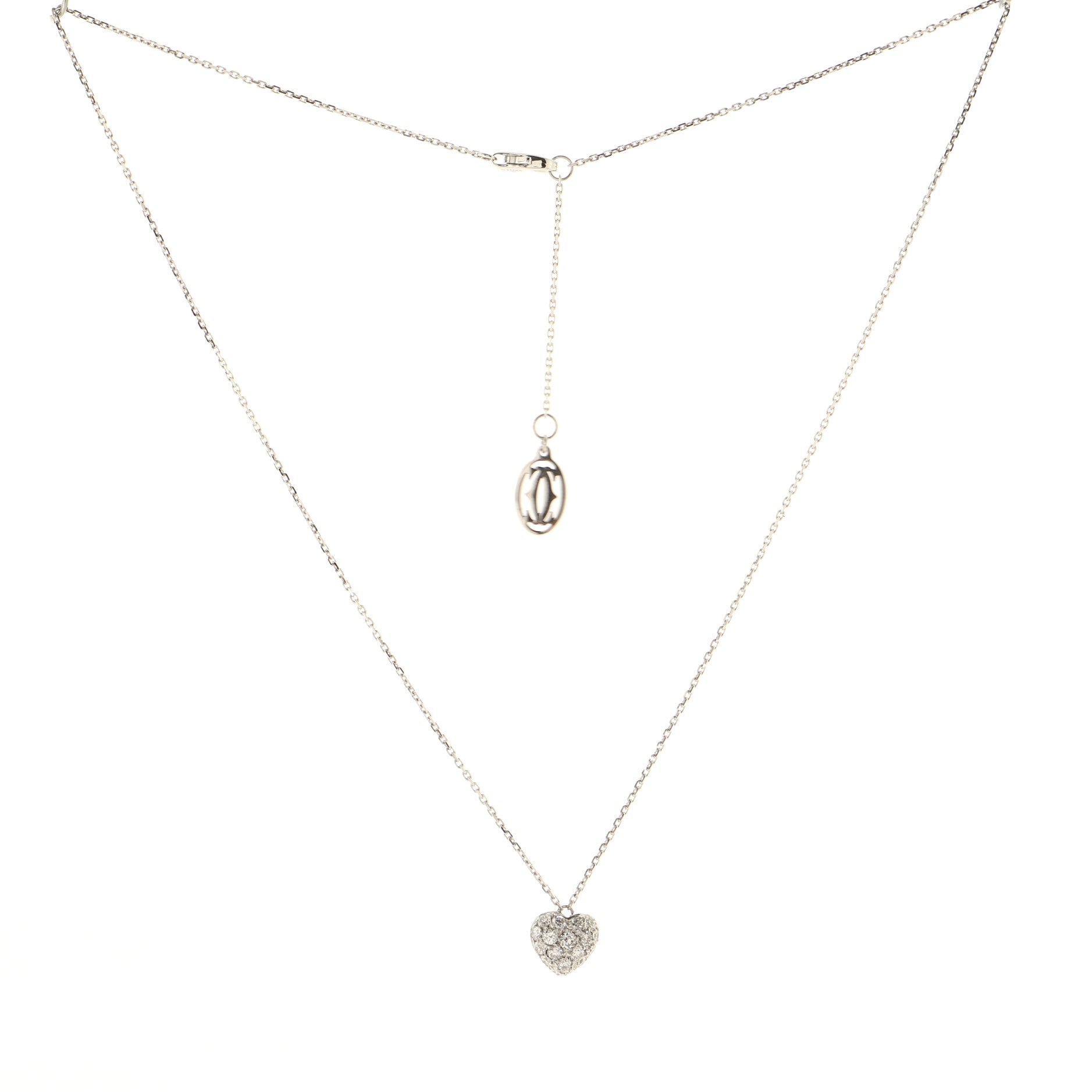Heart Pendant Necklace 18K White Gold and Diamonds