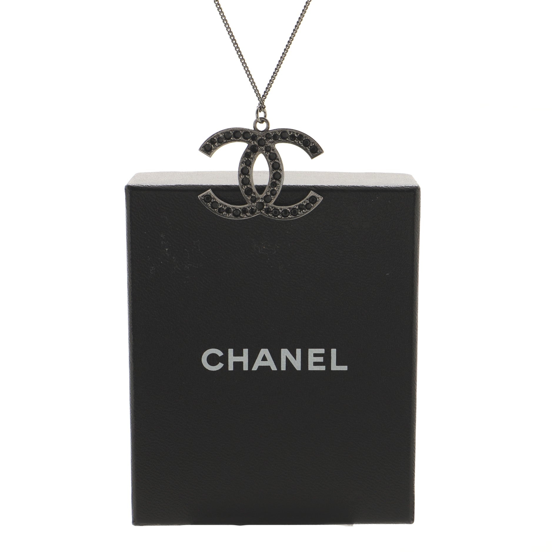 CC Pendant Necklace Metal with Crystals