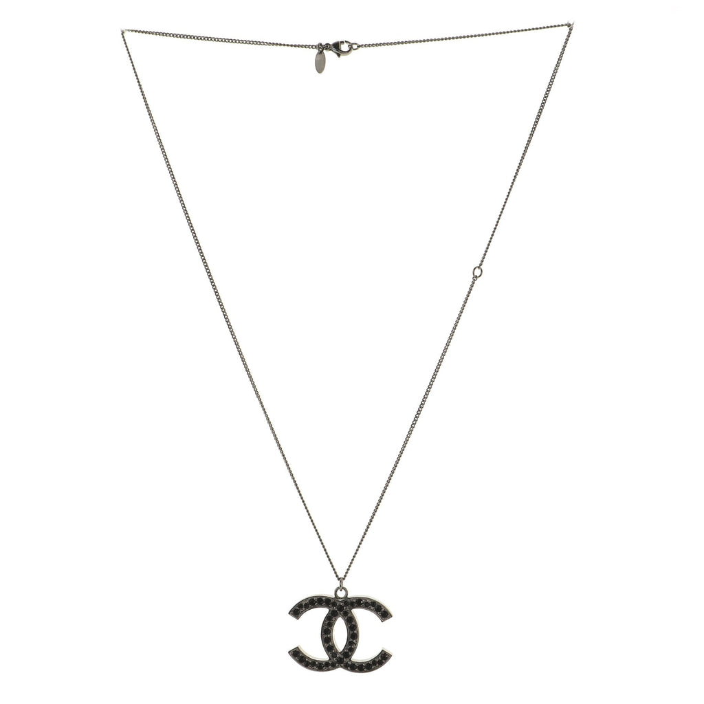 CC Pendant Necklace Metal with Crystals