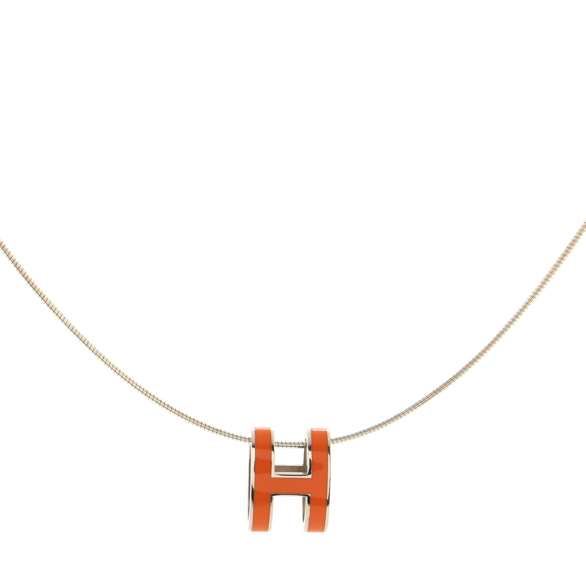 Pop H Pendant Cord Necklace Metal and Enamel