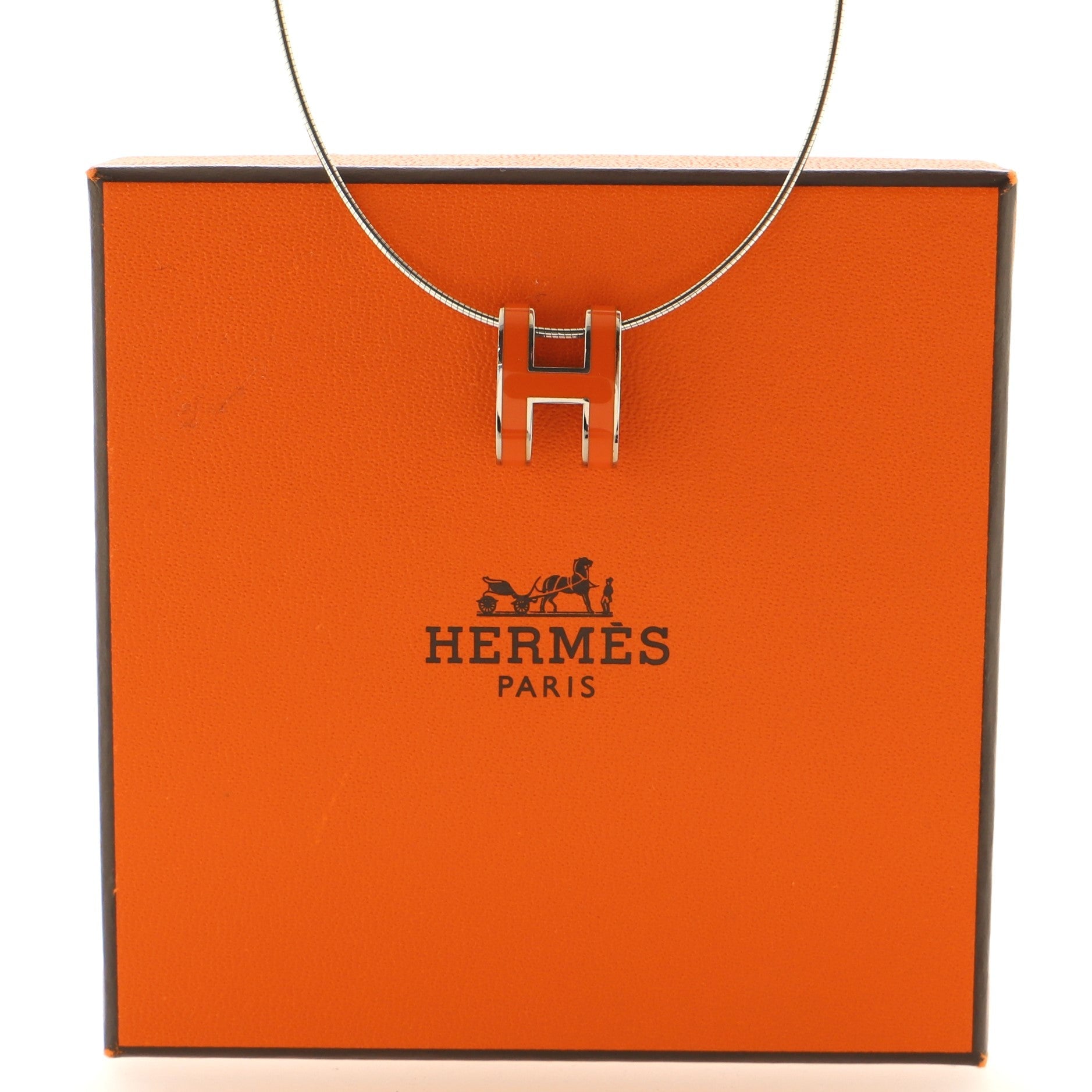 Pop H Pendant Cord Necklace Metal and Enamel