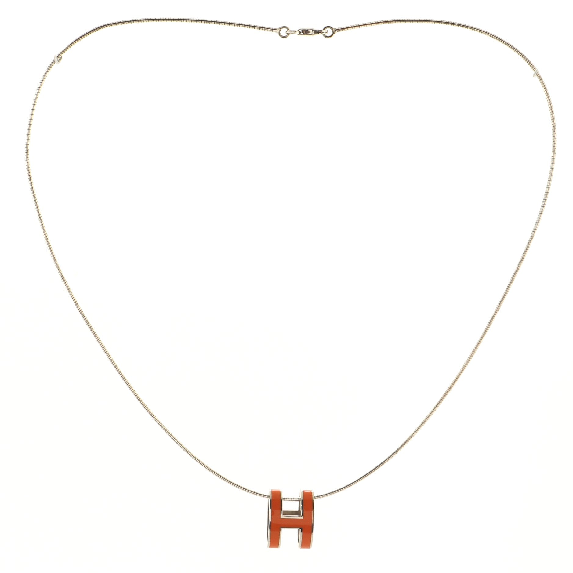 Pop H Pendant Cord Necklace Metal and Enamel