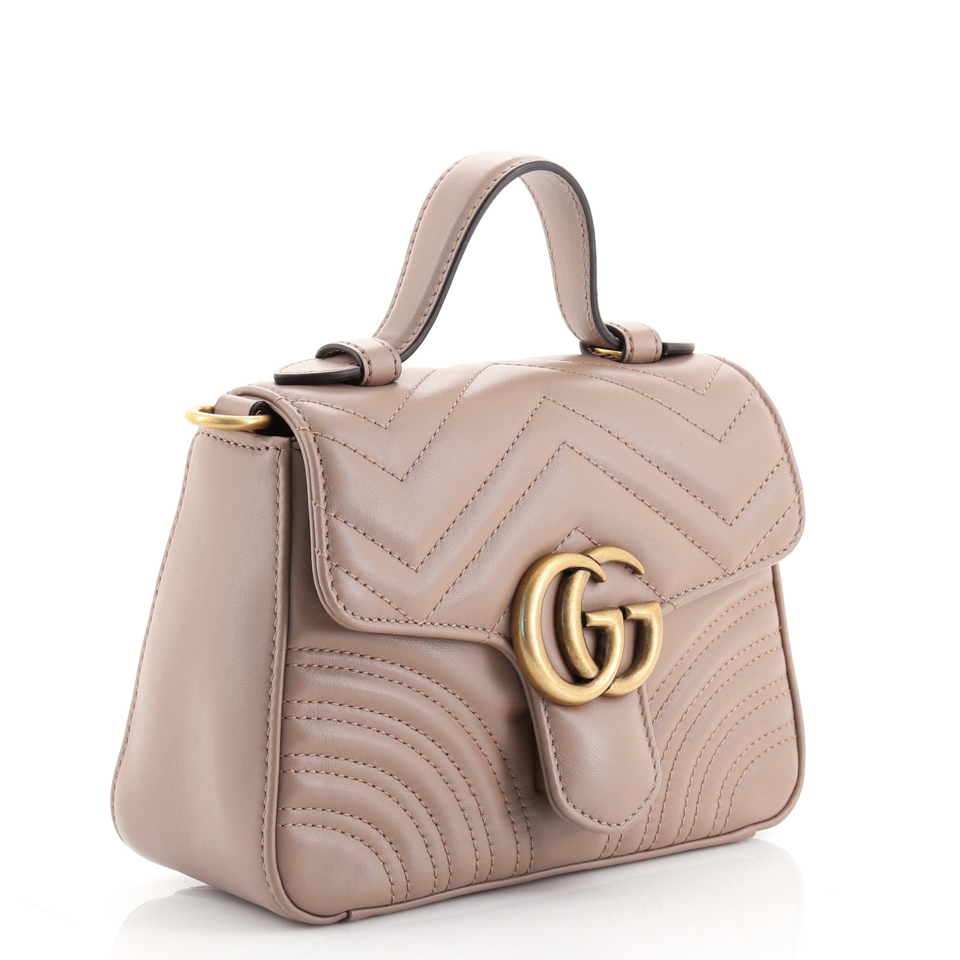 GG Marmont Top Handle Flap Bag Matelasse Leather Mini