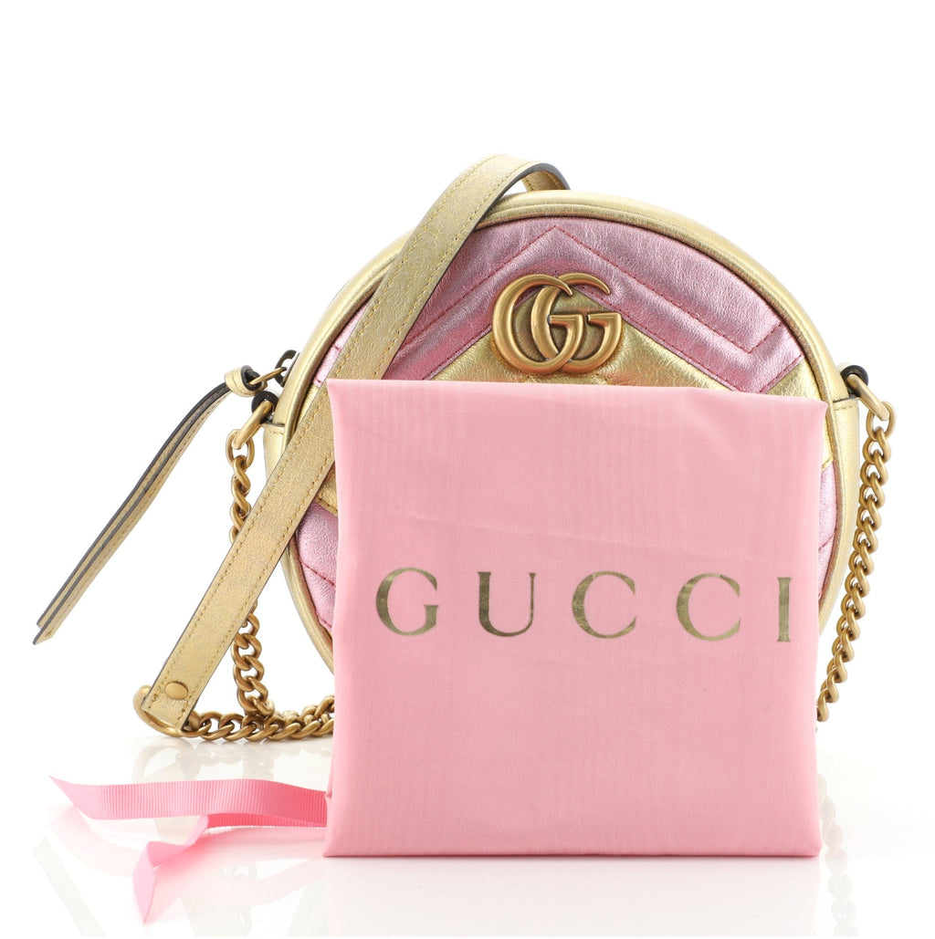 GG Marmont Round Shoulder Bag Matelasse Leather Mini