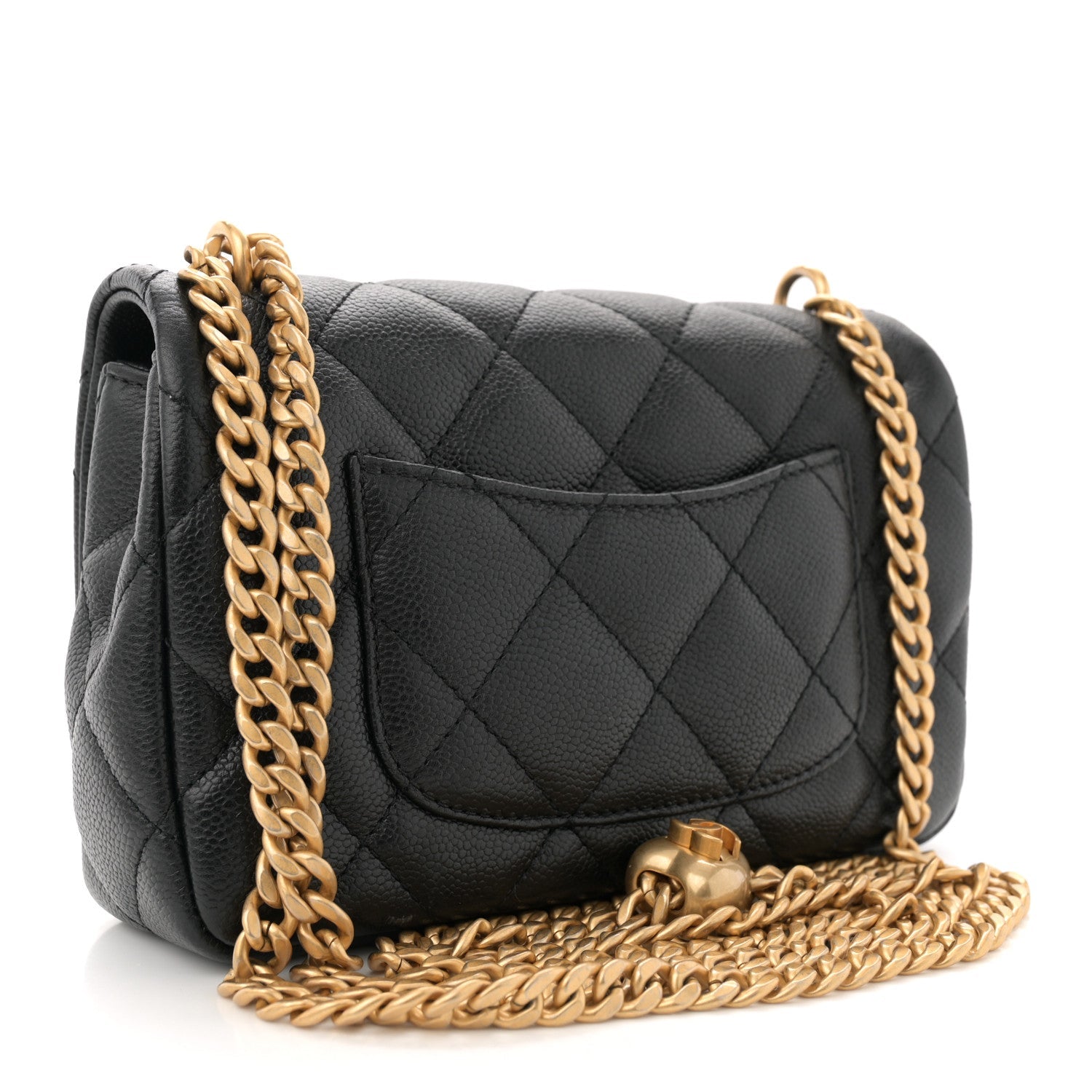 Caviar Quilted Mini Sweetheart Rectangular Flap Black