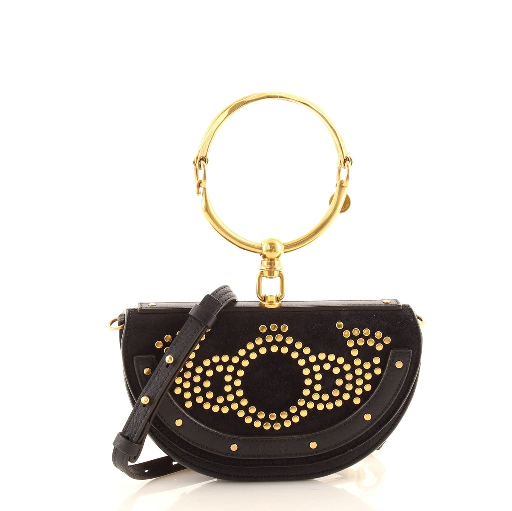 Nile Crossbody Bag Studded Suede and Leather Mini