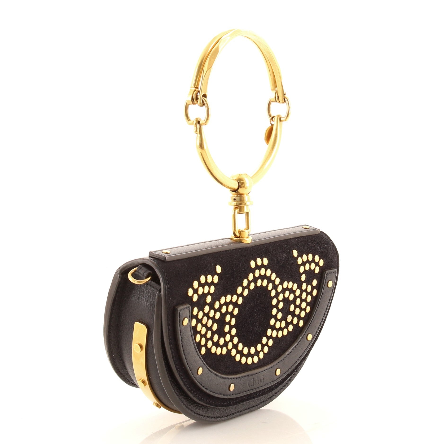 Nile Crossbody Bag Studded Suede and Leather Mini