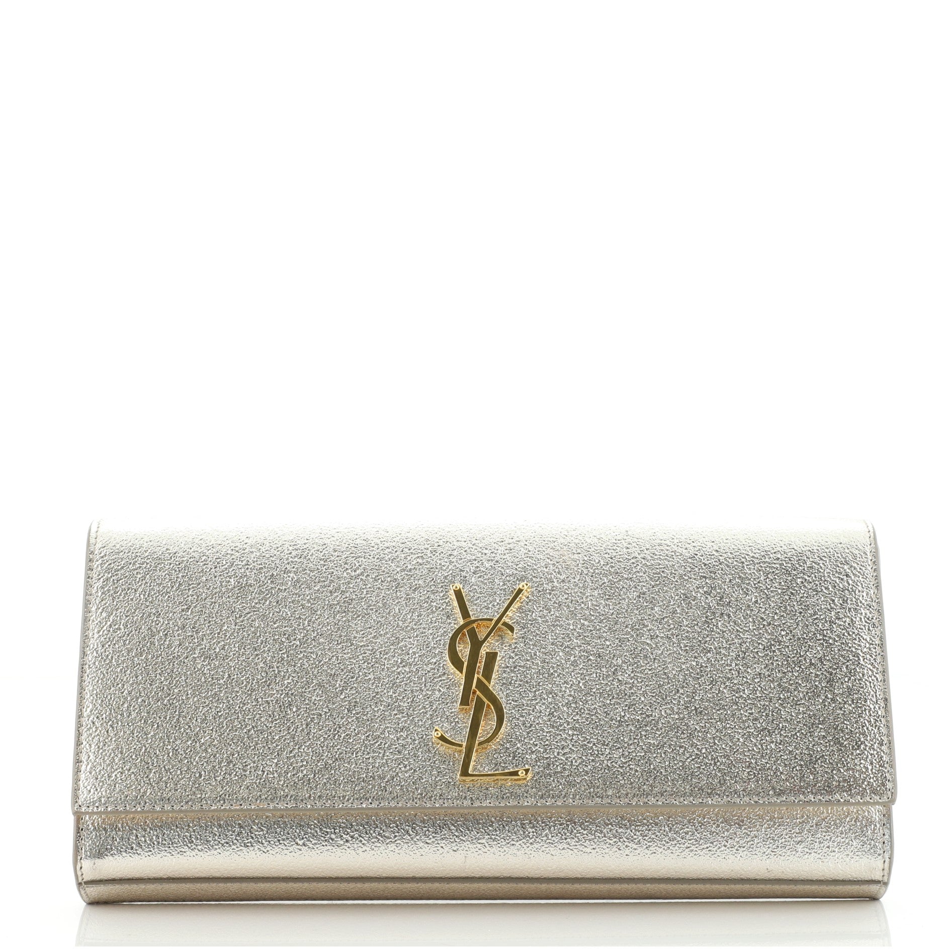 Classic Monogram Clutch Metallic Calfskin Long