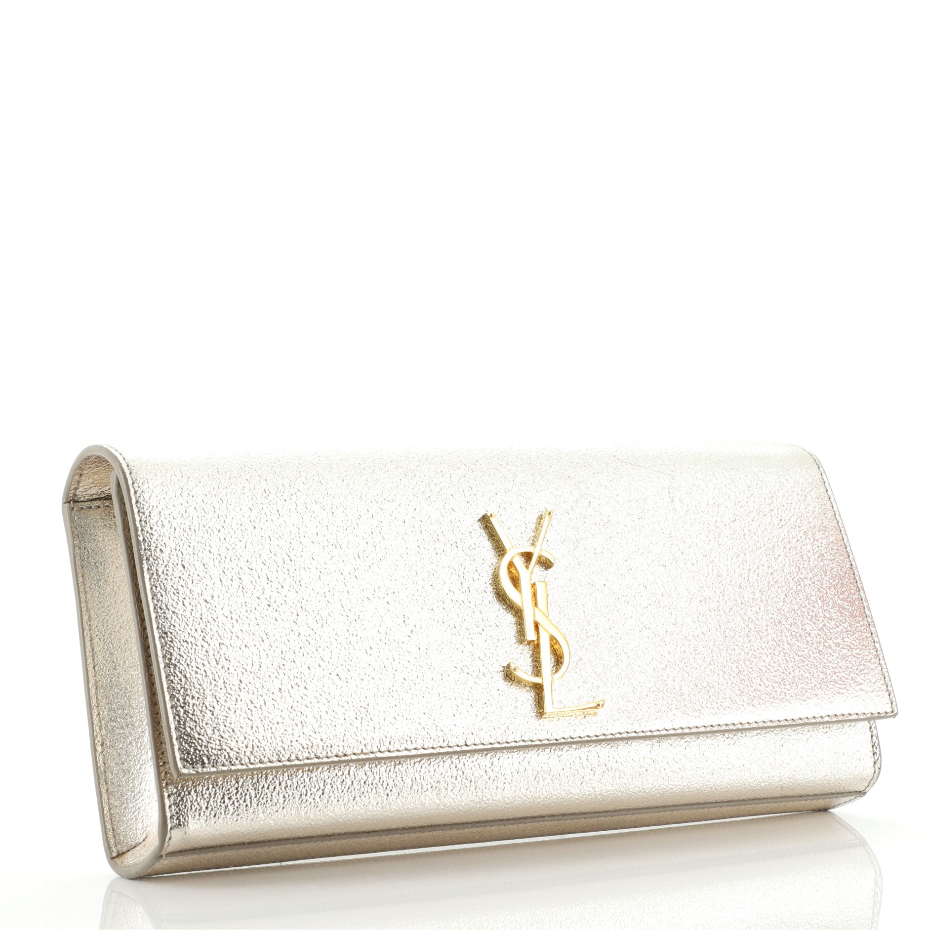 Classic Monogram Clutch Metallic Calfskin Long
