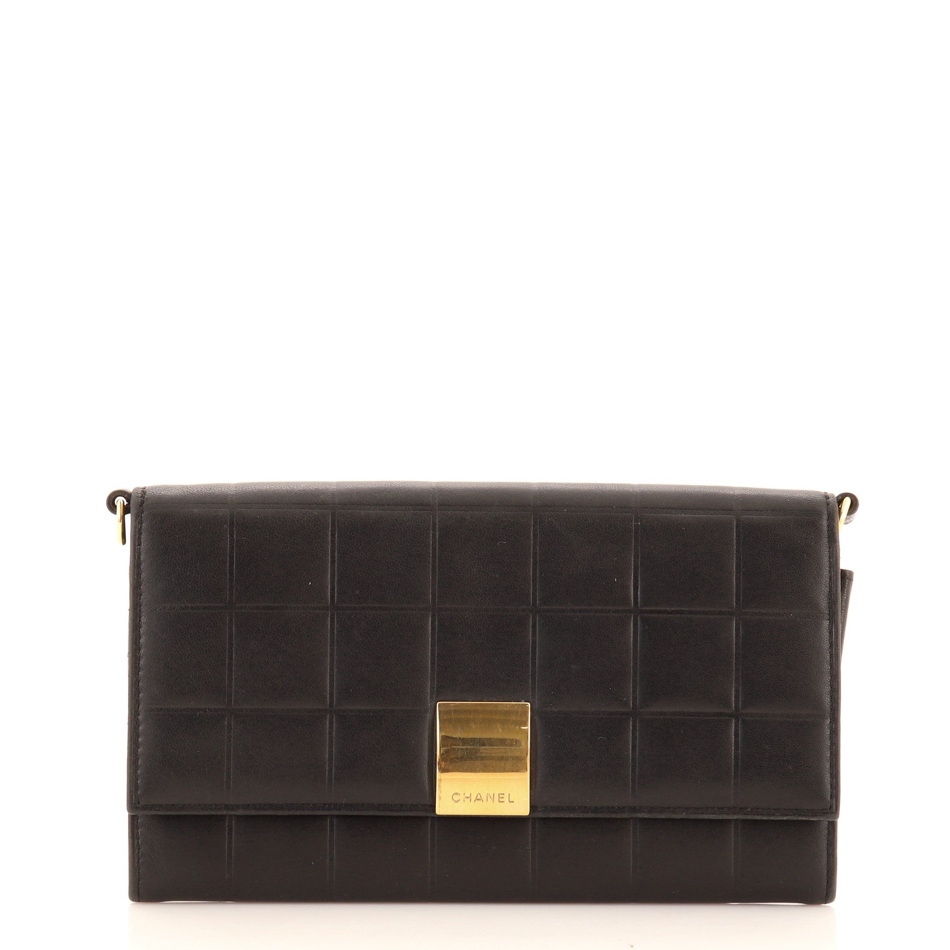 Chocolate Bar Chain Clutch Quilted Lambskin Small
