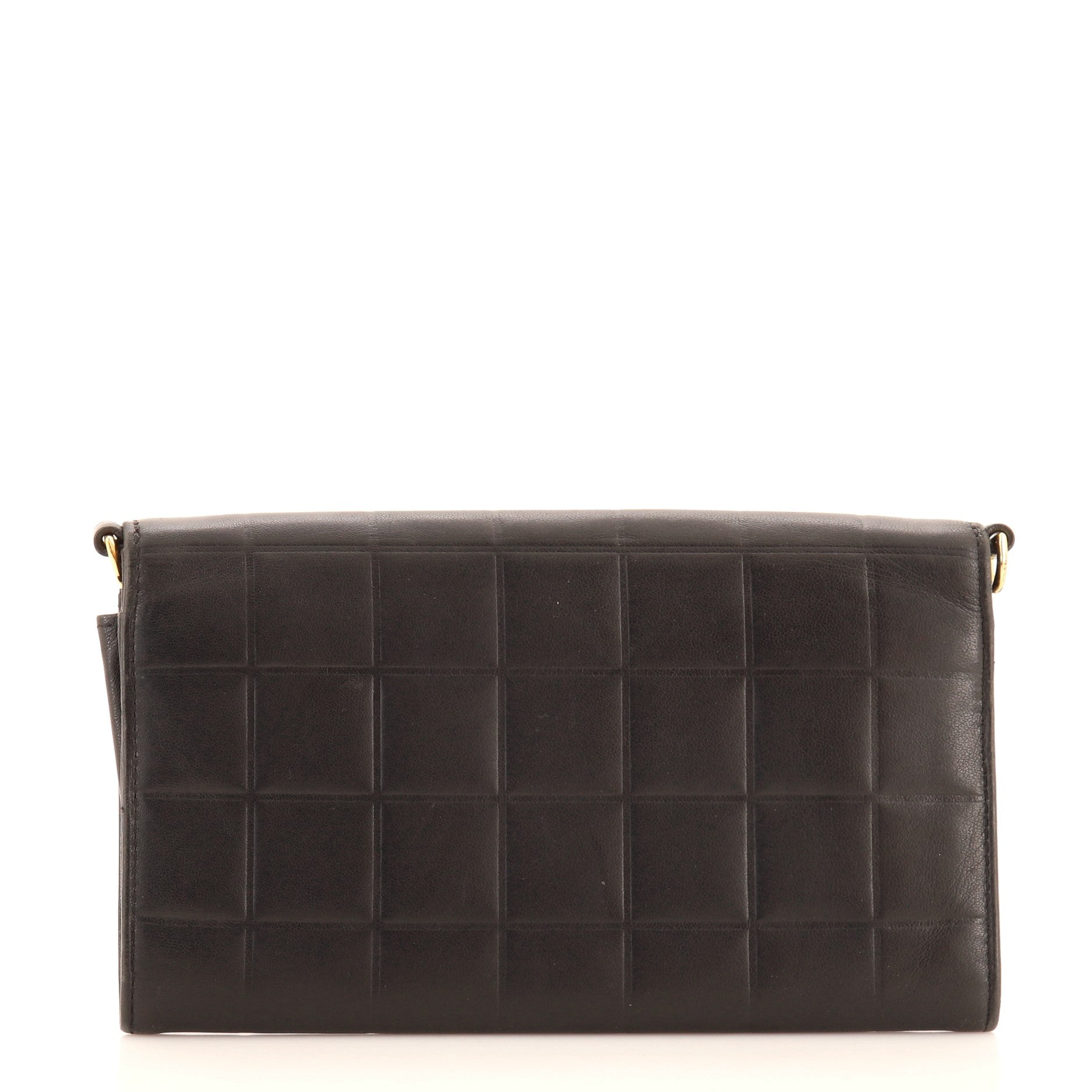 Chocolate Bar Chain Clutch Quilted Lambskin Small