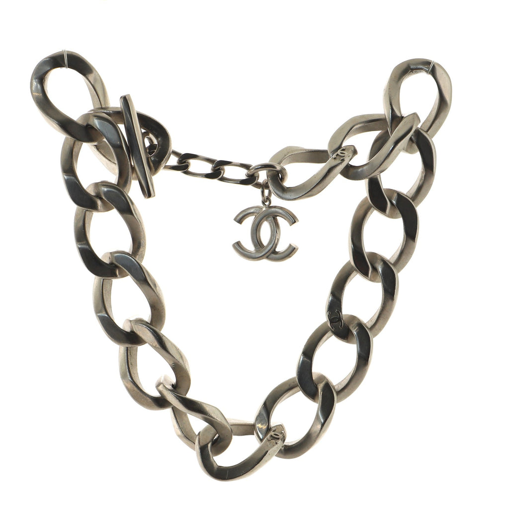 CC Chunky Chain Link Choker Necklace Metal