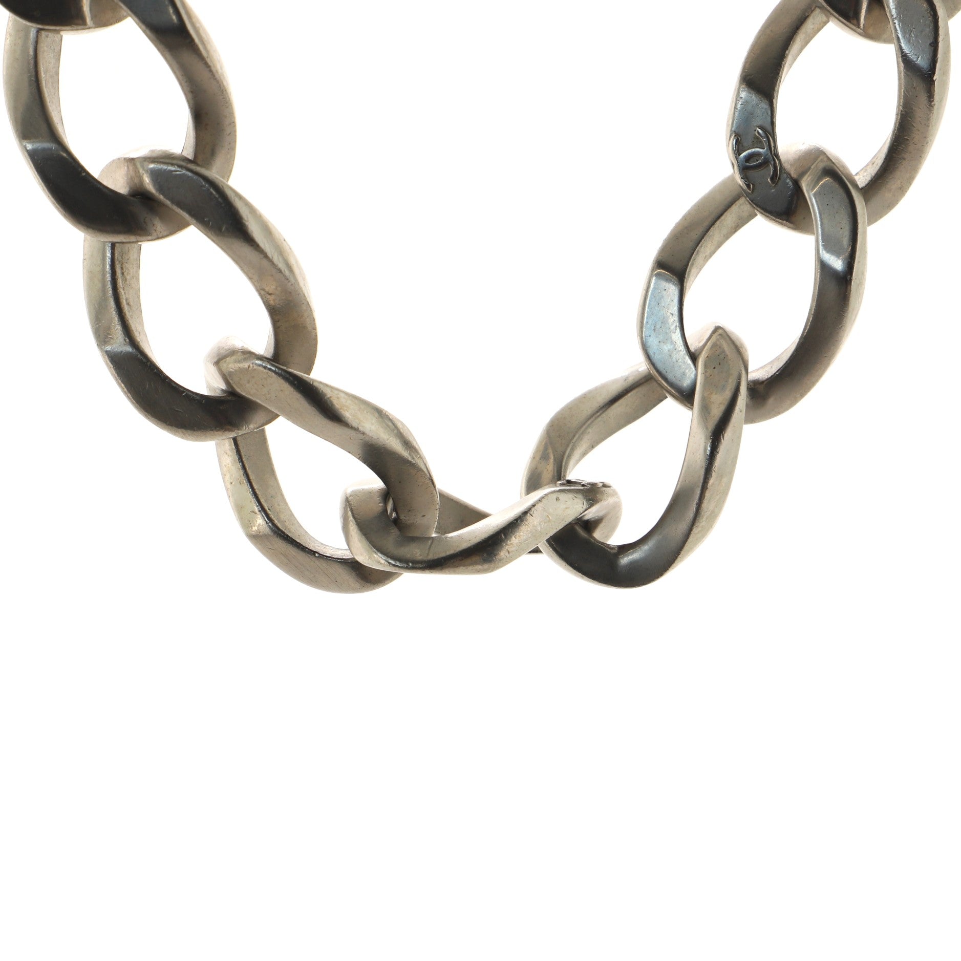 CC Chunky Chain Link Choker Necklace Metal