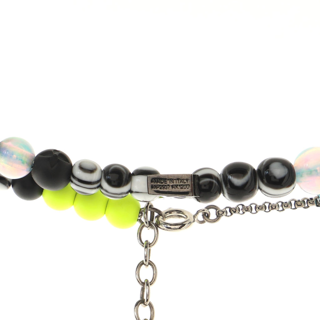 LV Beads Necklace Metal and Faux Pearls with Opals and Rock Crystals
