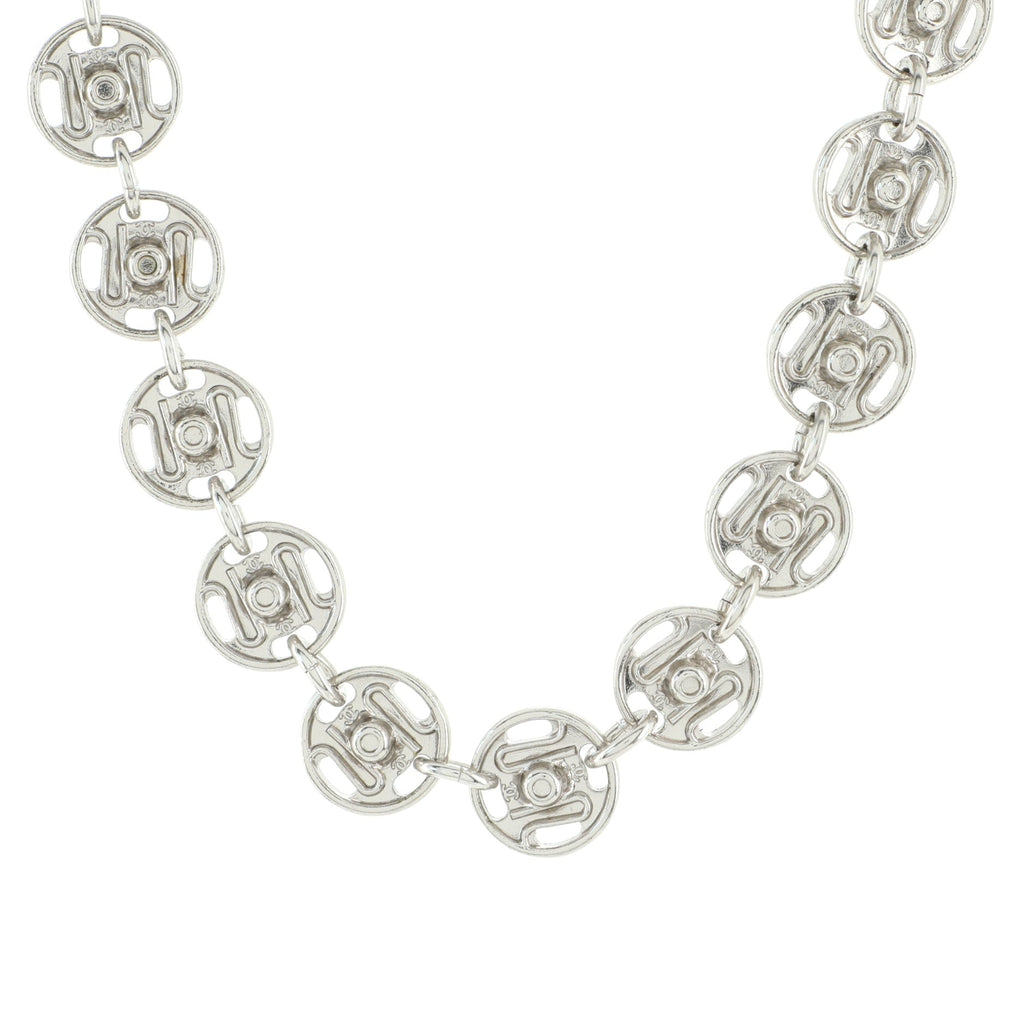 Button Link Necklace Metal